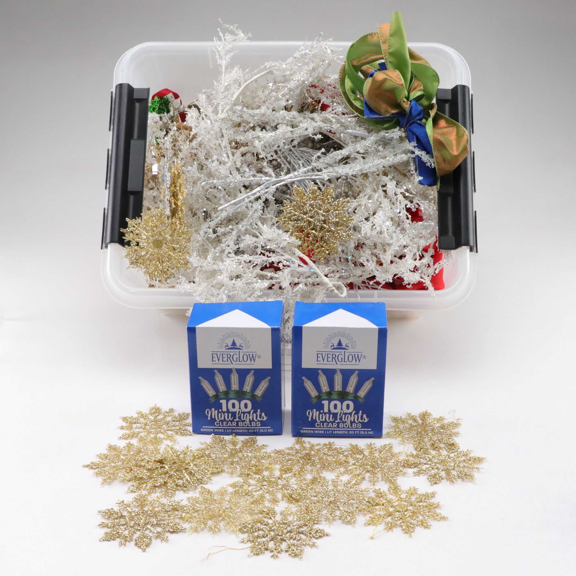 Christmas Discovery Lot Includes Holiday Lights, Tinsel, Ornaments and More