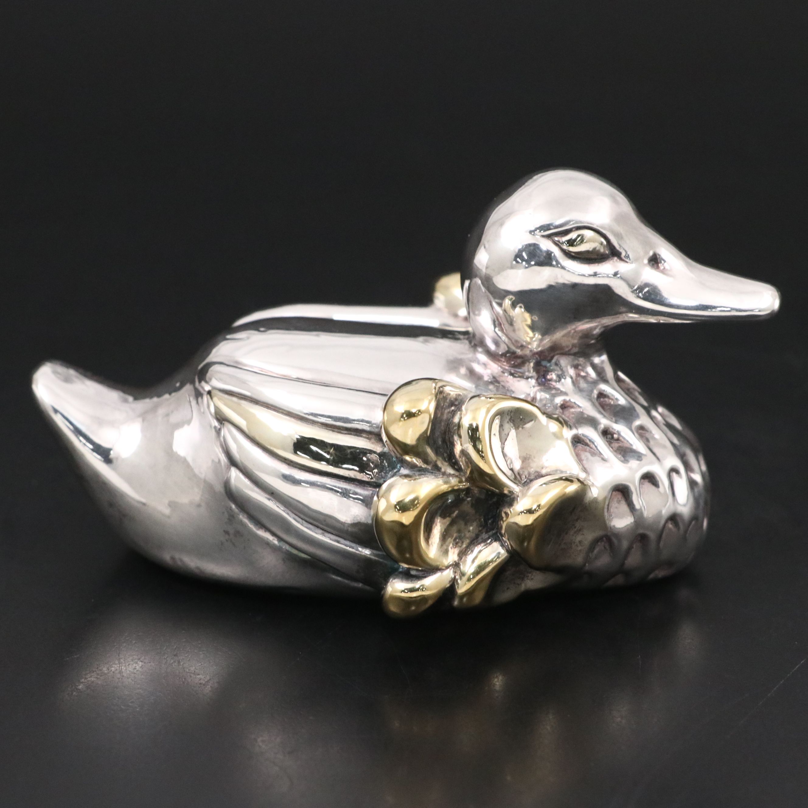 JEM Sterling Silver and Electroplate Duck Figurine