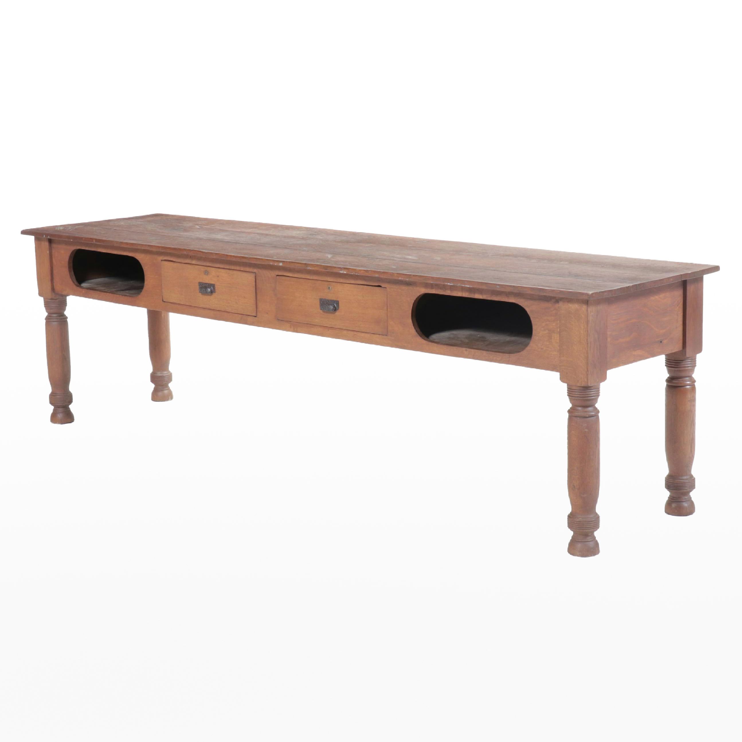 American Quartersawn Oak Tobacco Table, Late 19th / Early 20th Century