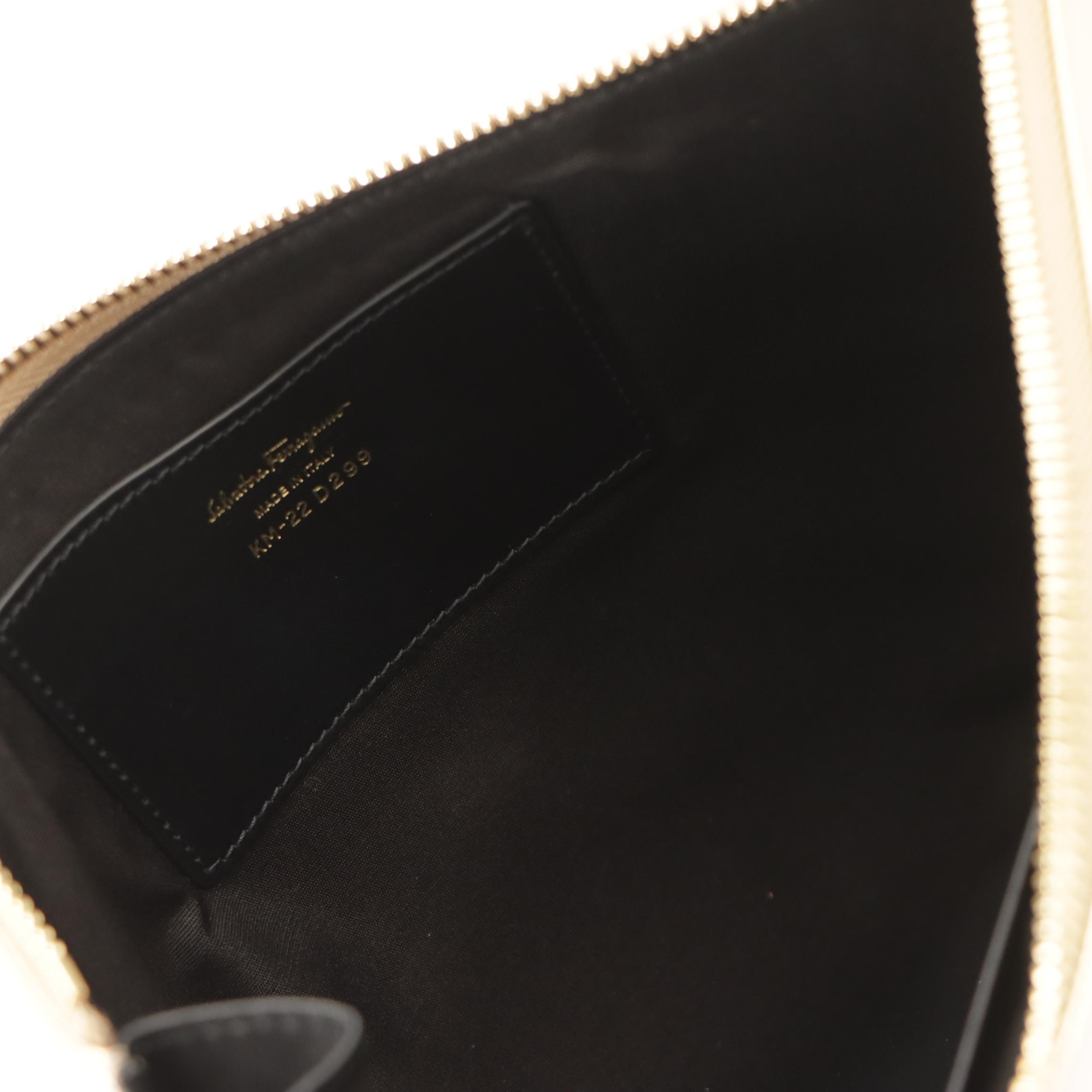 Salvatore Ferragamo Metallic Leather Gancini Zip Clutch Wristlet