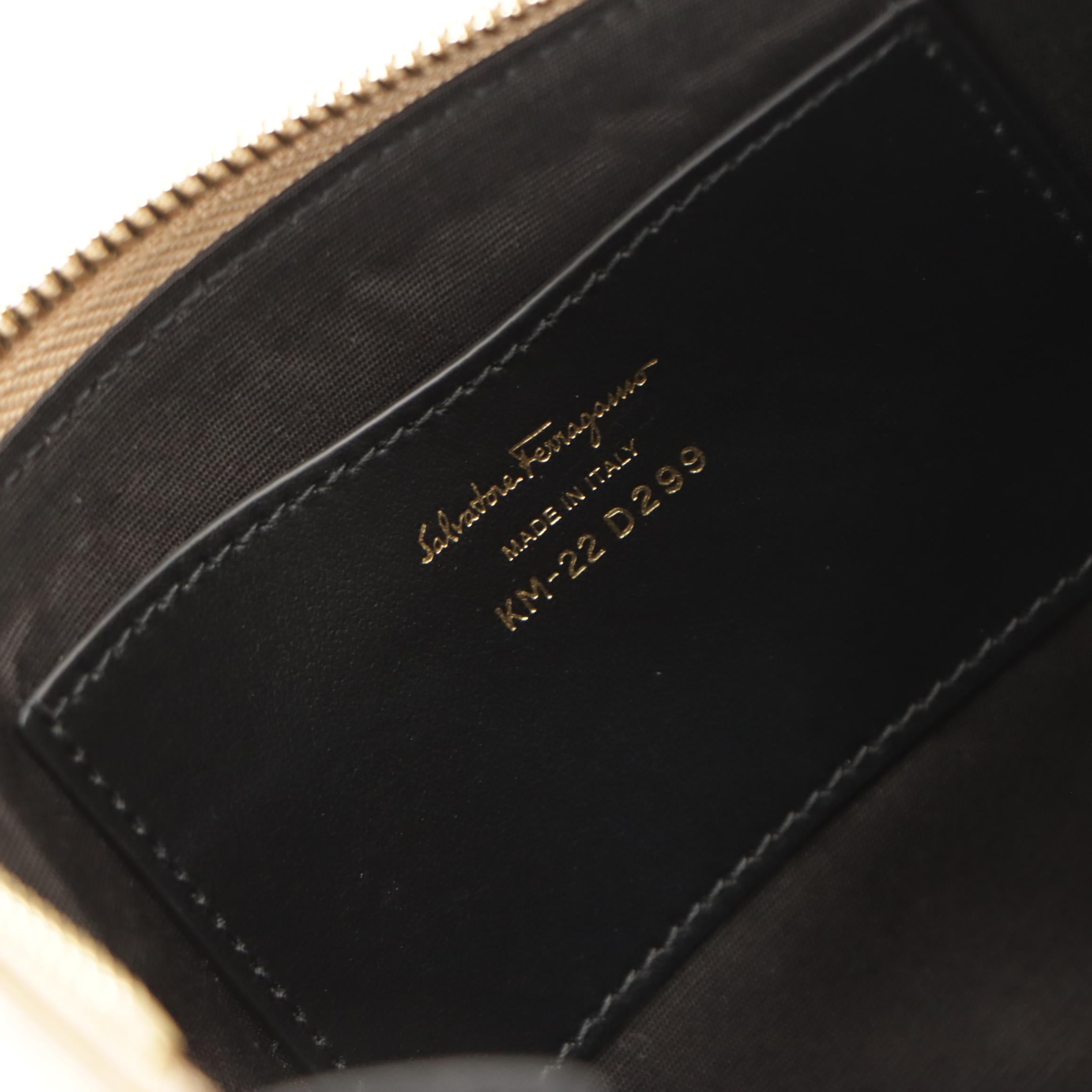 Salvatore Ferragamo Metallic Leather Gancini Zip Clutch Wristlet