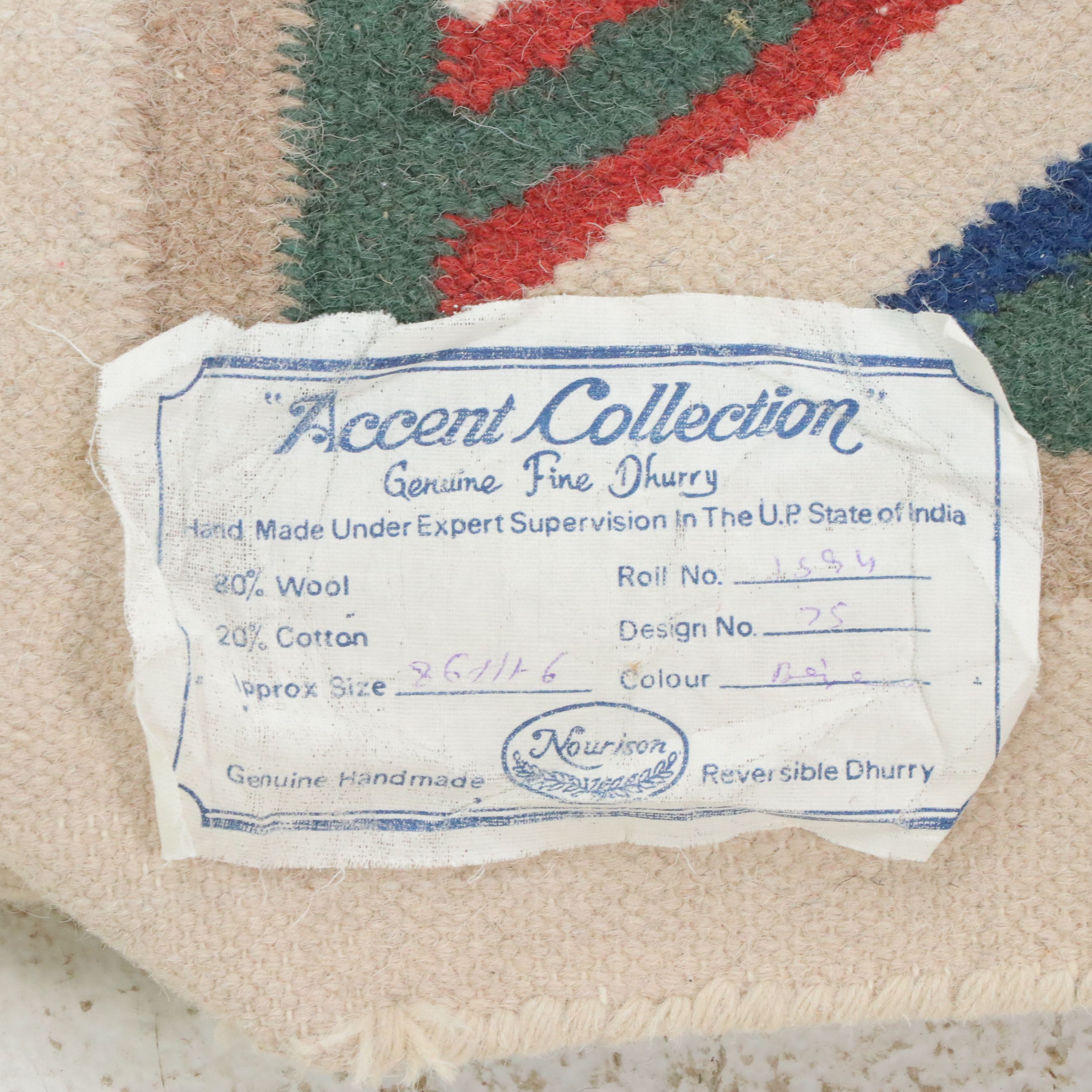 8'5 x 11'5 Handwoven Nourison Accent Collection Dhurrie Area Rug