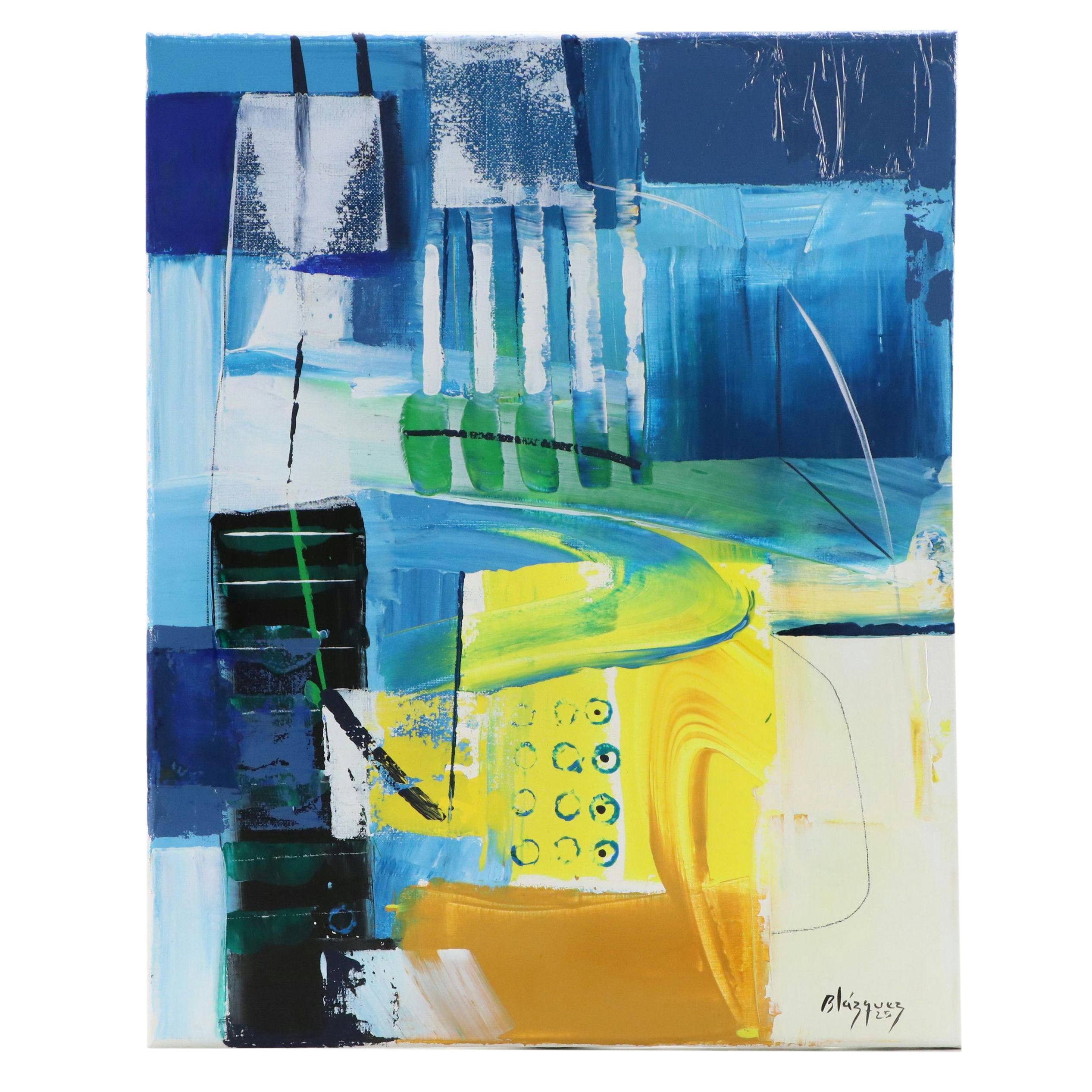 Michel Blázquez Abstract Mixed Media Painting "Dimension," 2025