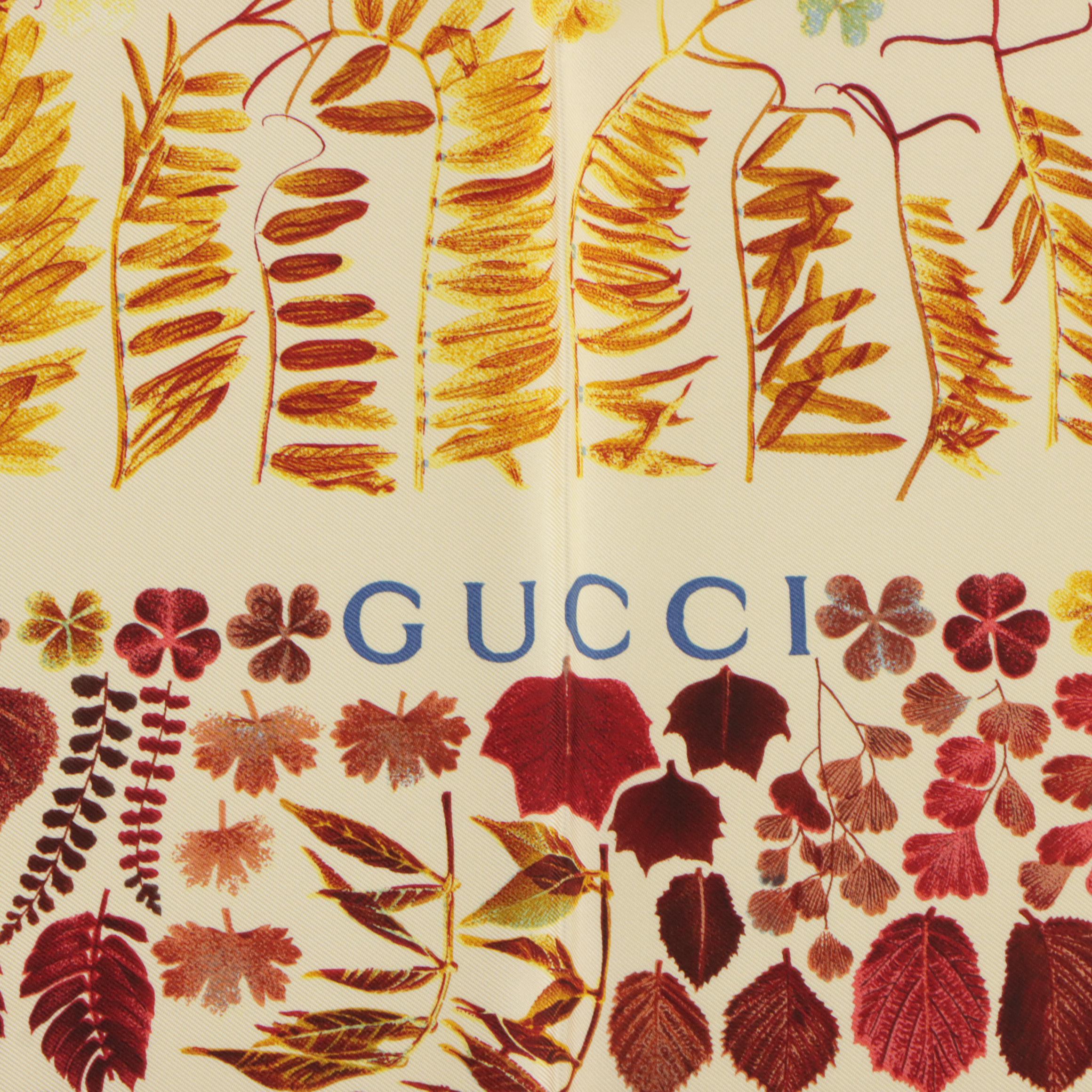 Gucci Foliate Print Silk Twill Scarf