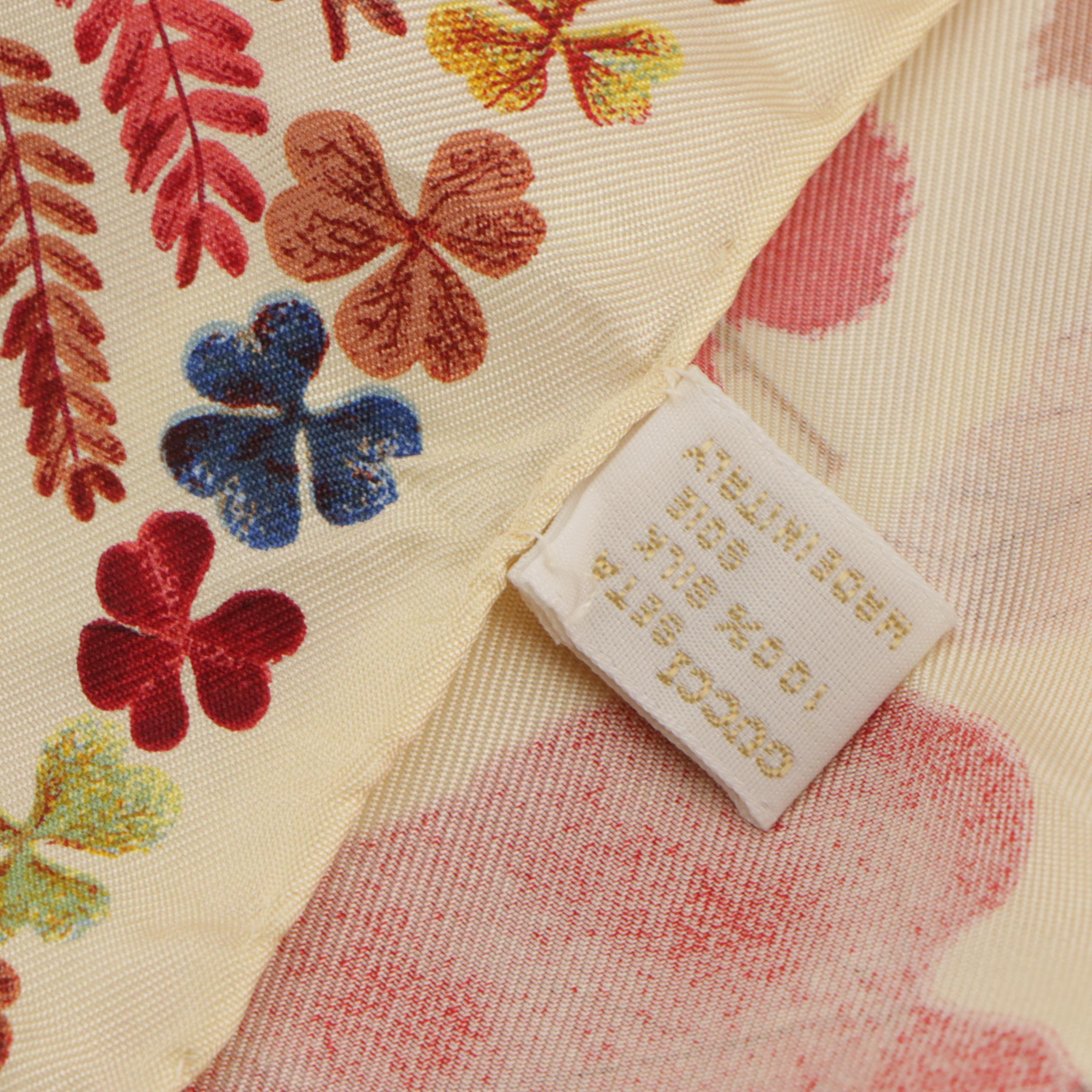 Gucci Foliate Print Silk Twill Scarf