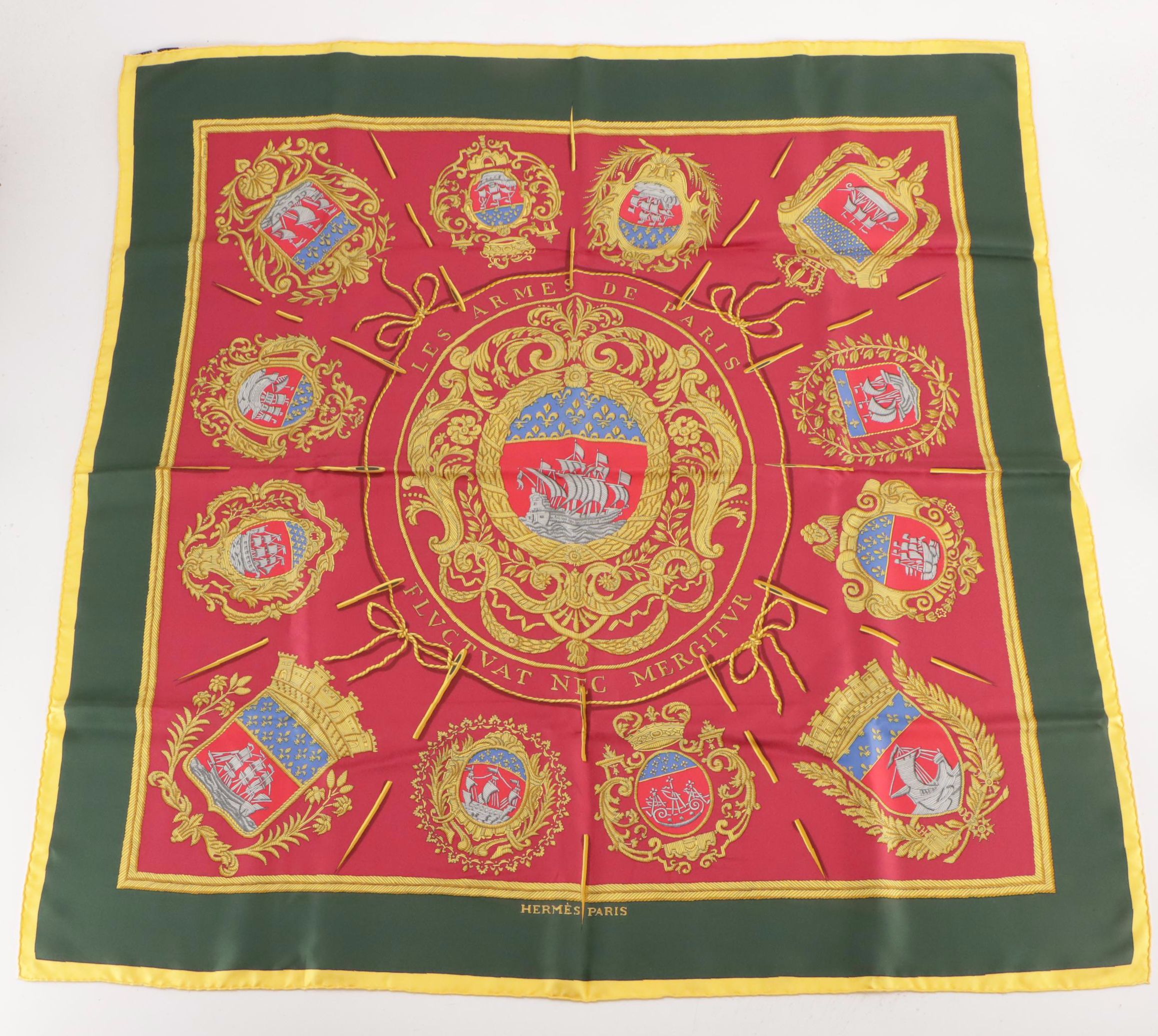 Hermès "Les Armes de Paris" Silk Twill Scarf 90 with Box