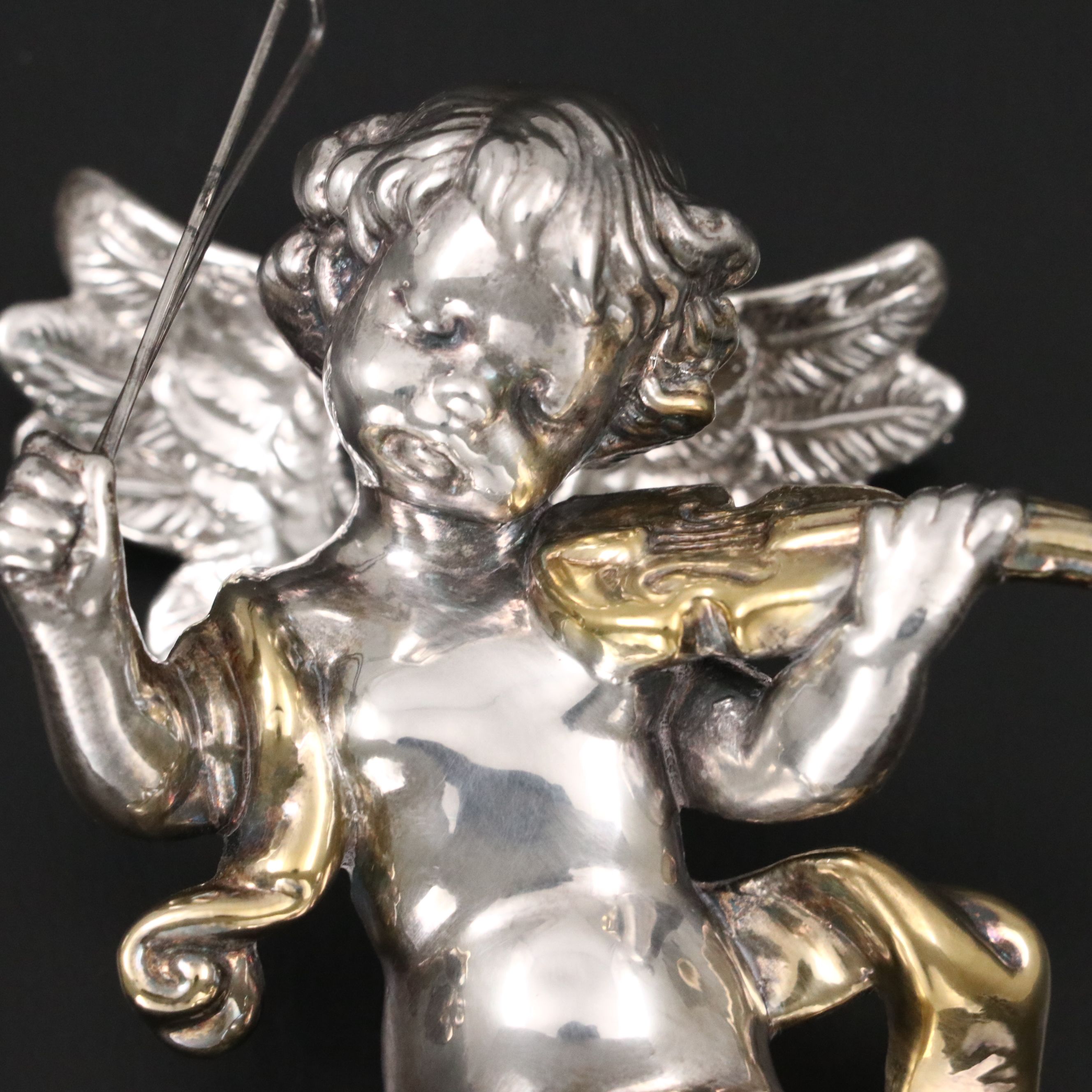 J. Reed Sterling Silver Electroplate Cherub Playing Violin Brooch