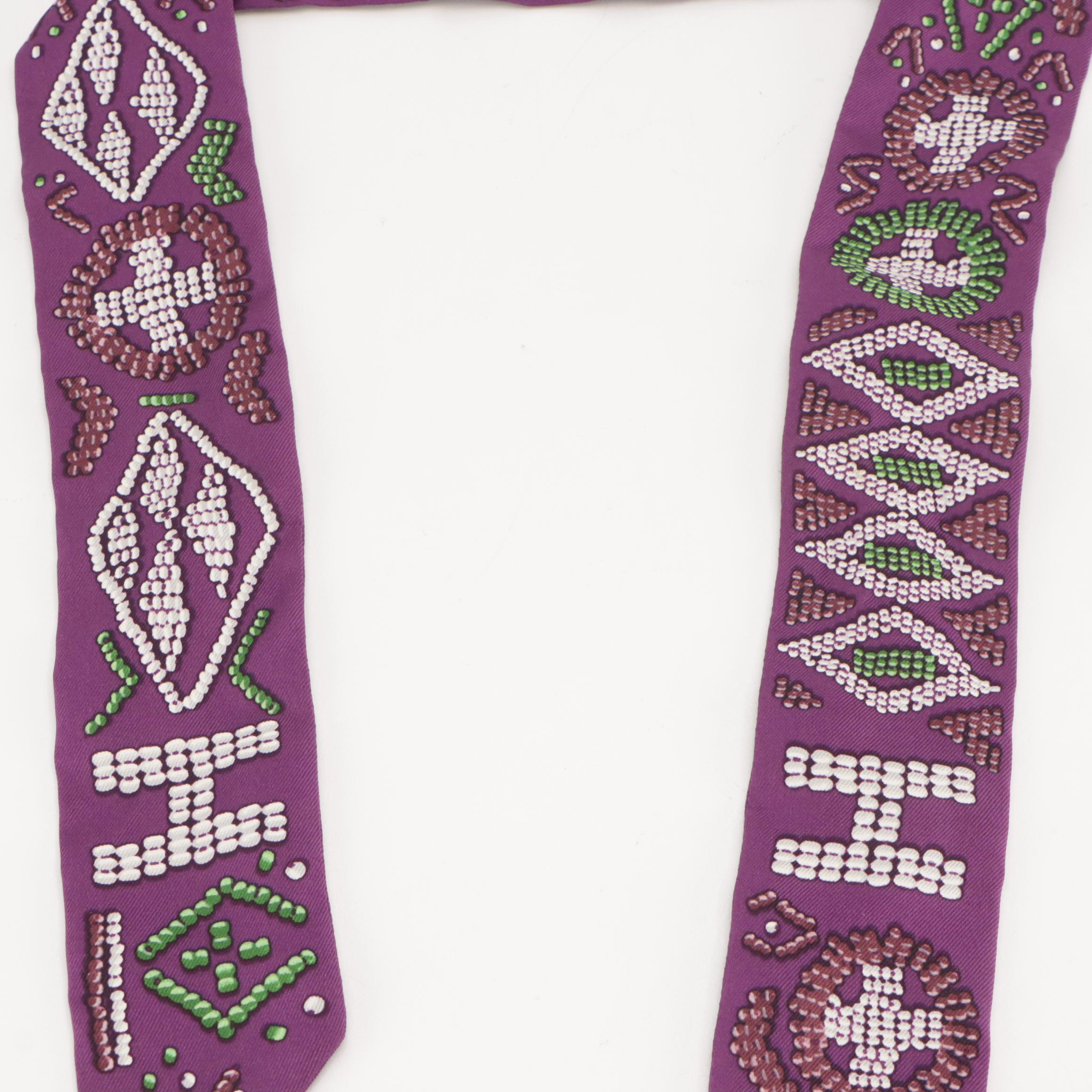 Hermès Silk Kelly En Perles Silk Twill Scarf with Box