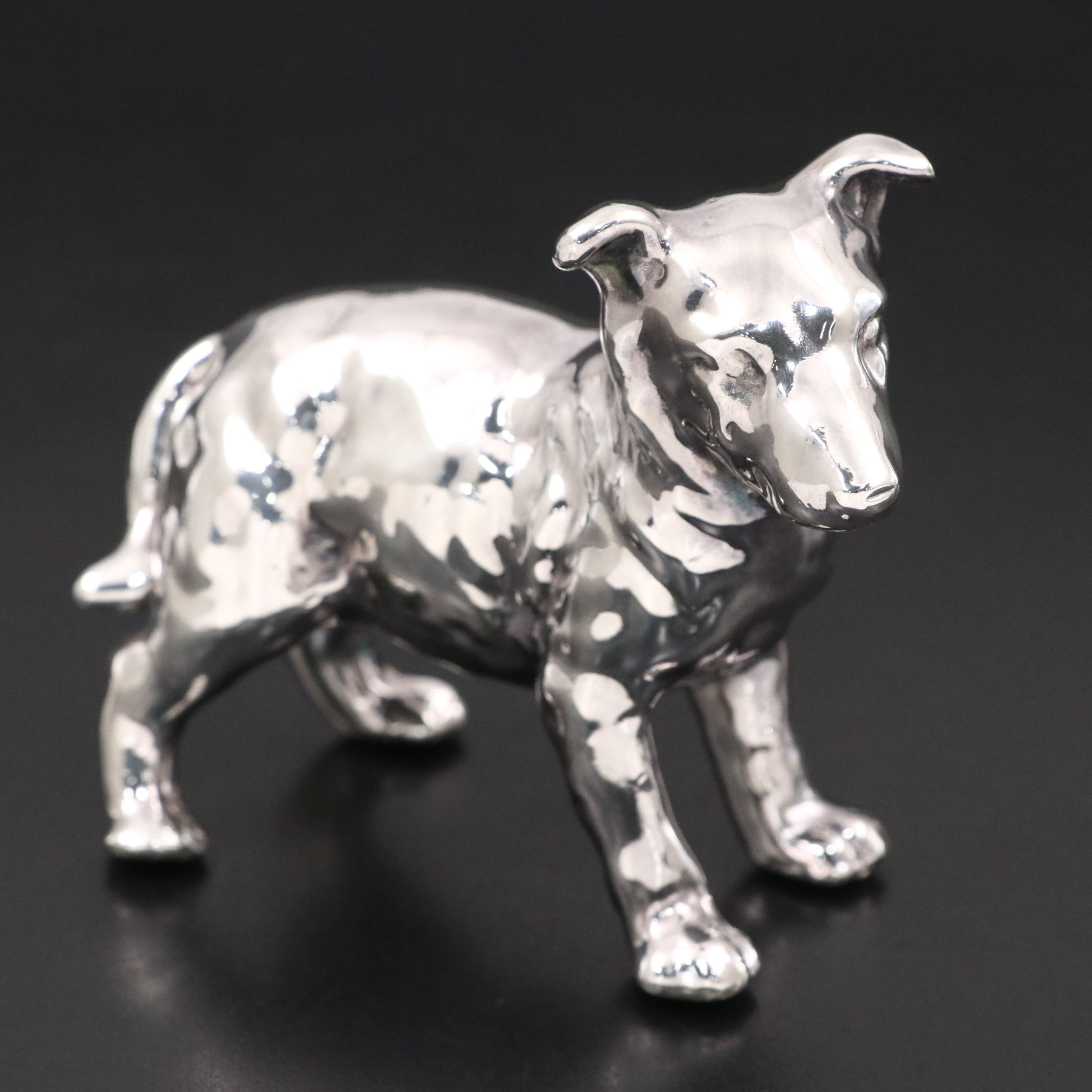 Sterling Silver Over Resin Collie Dog Figurine