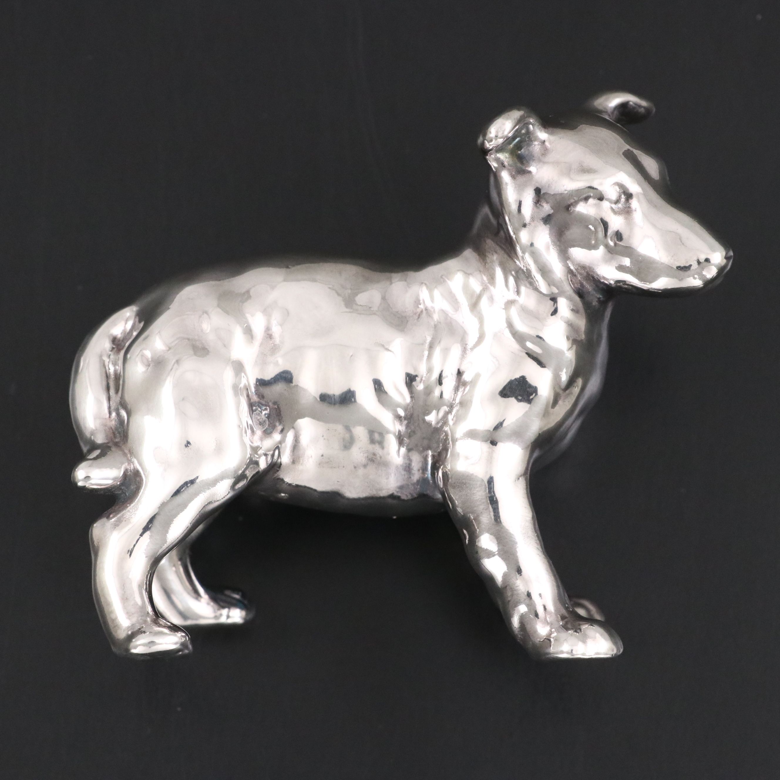 Sterling Silver Over Resin Collie Dog Figurine
