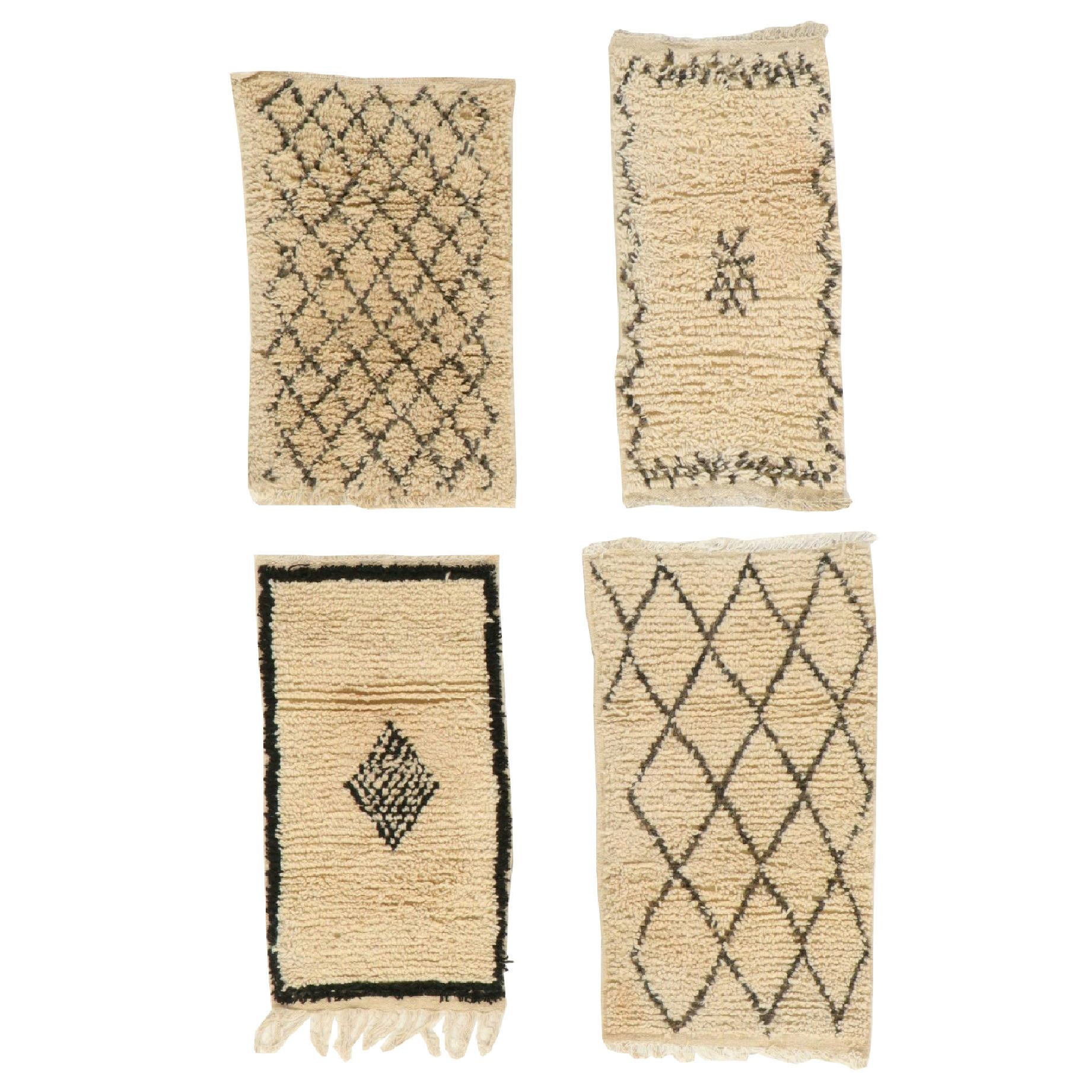 Four Hand-Knotted Moroccan Berber Accent Rugs