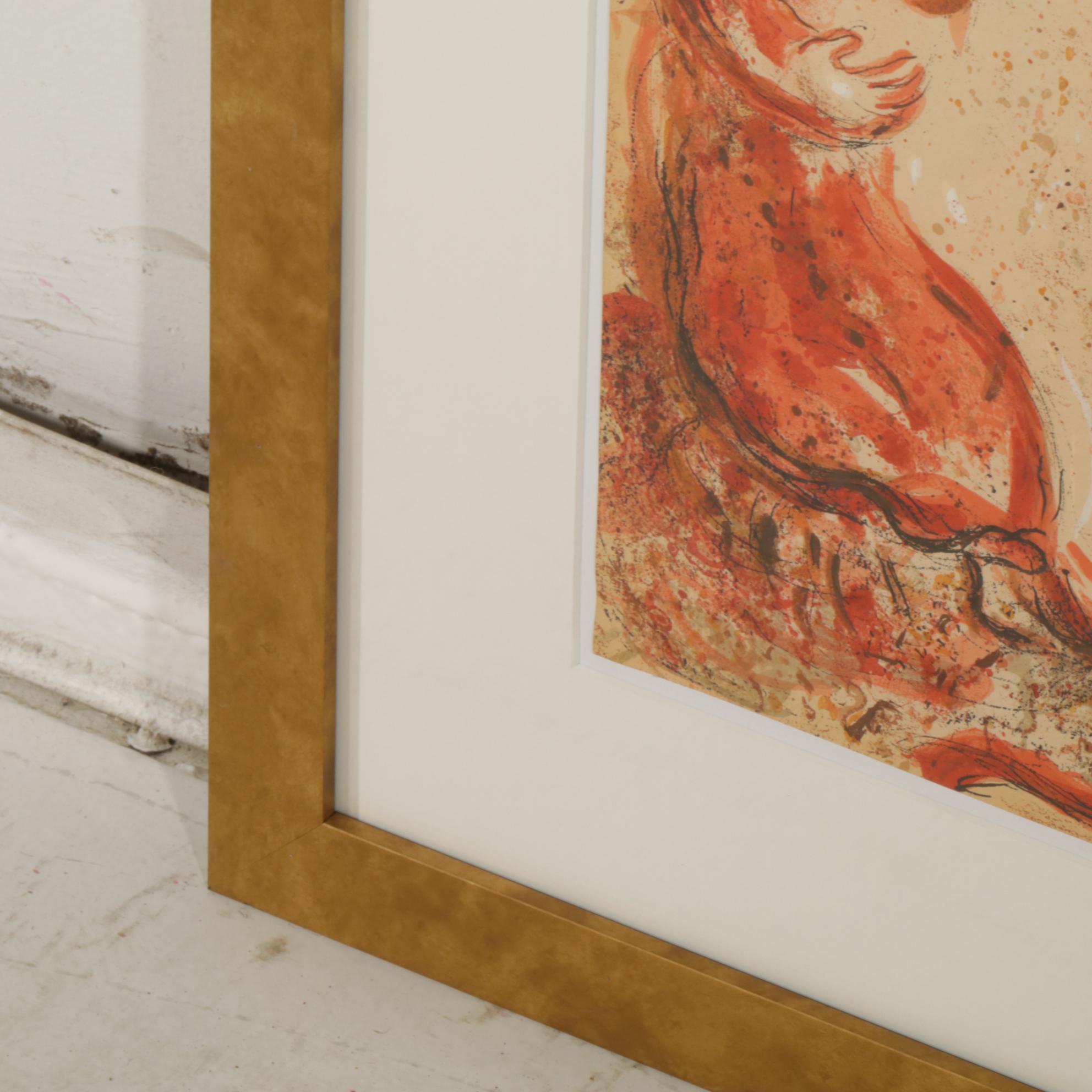 Marc Chagall Color Lithograph "Rachel Dérobe les Idoles de Son Père," 1960