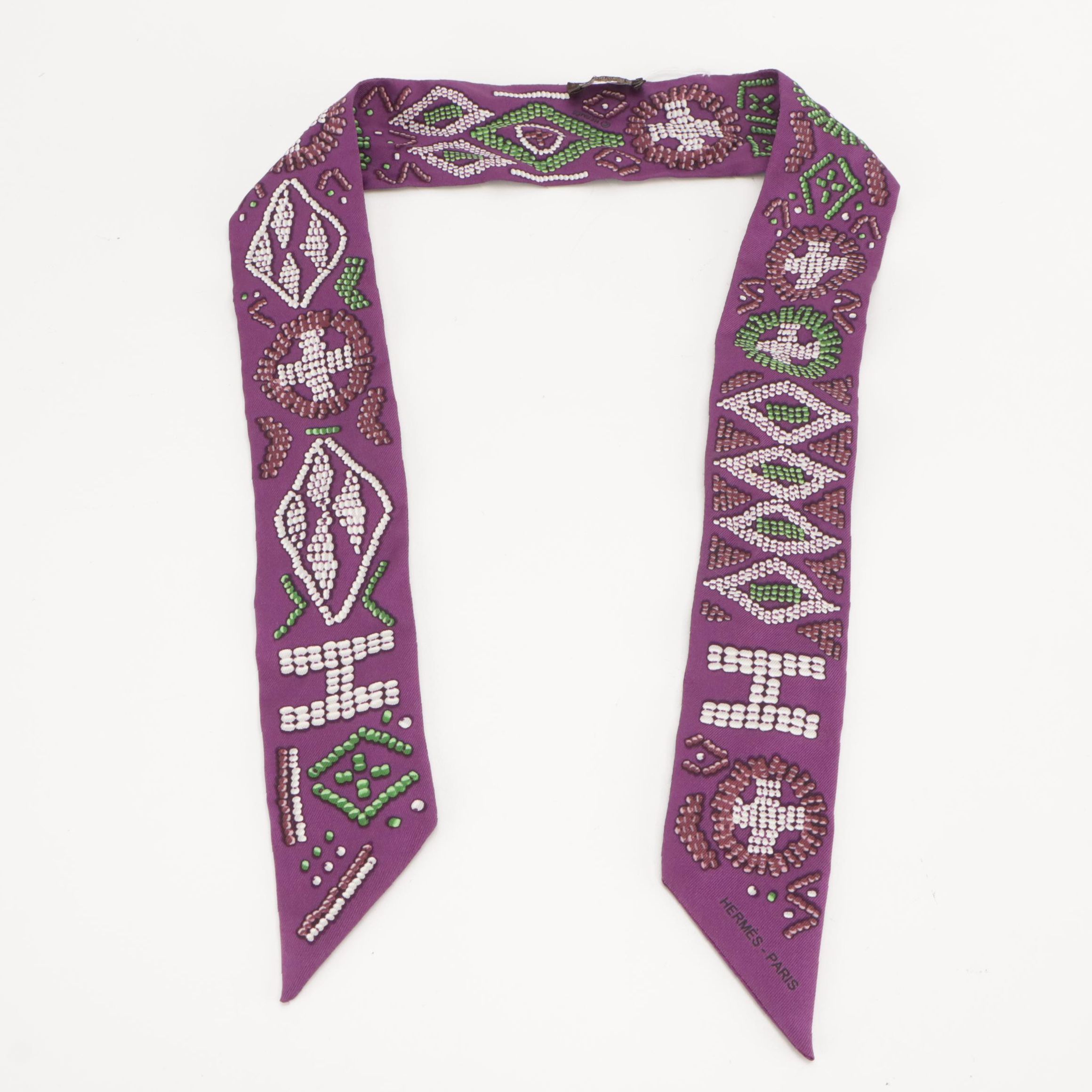 Hermès Silk Kelly En Perles Silk Twill Scarf with Box