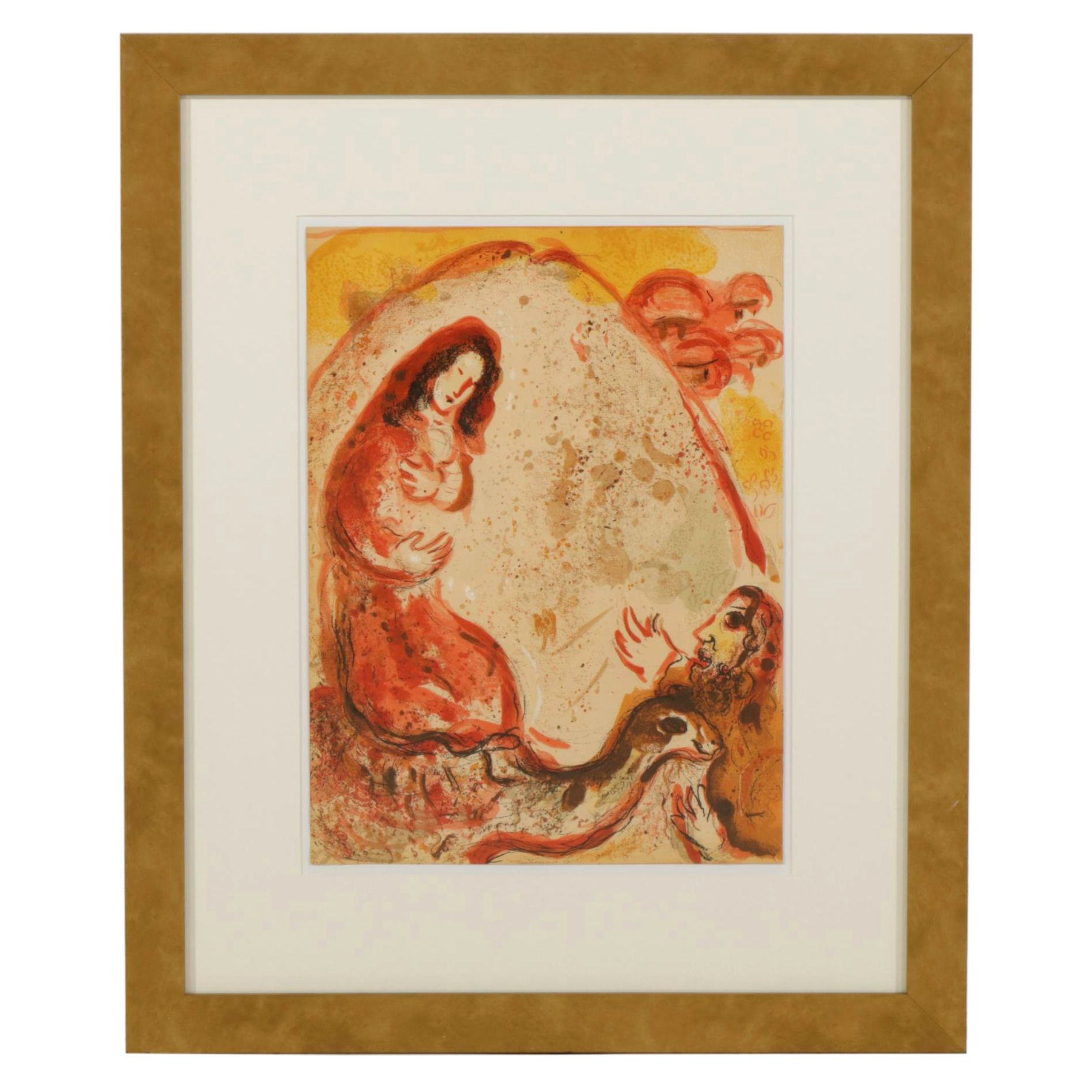 Marc Chagall Color Lithograph "Rachel Dérobe les Idoles de Son Père," 1960