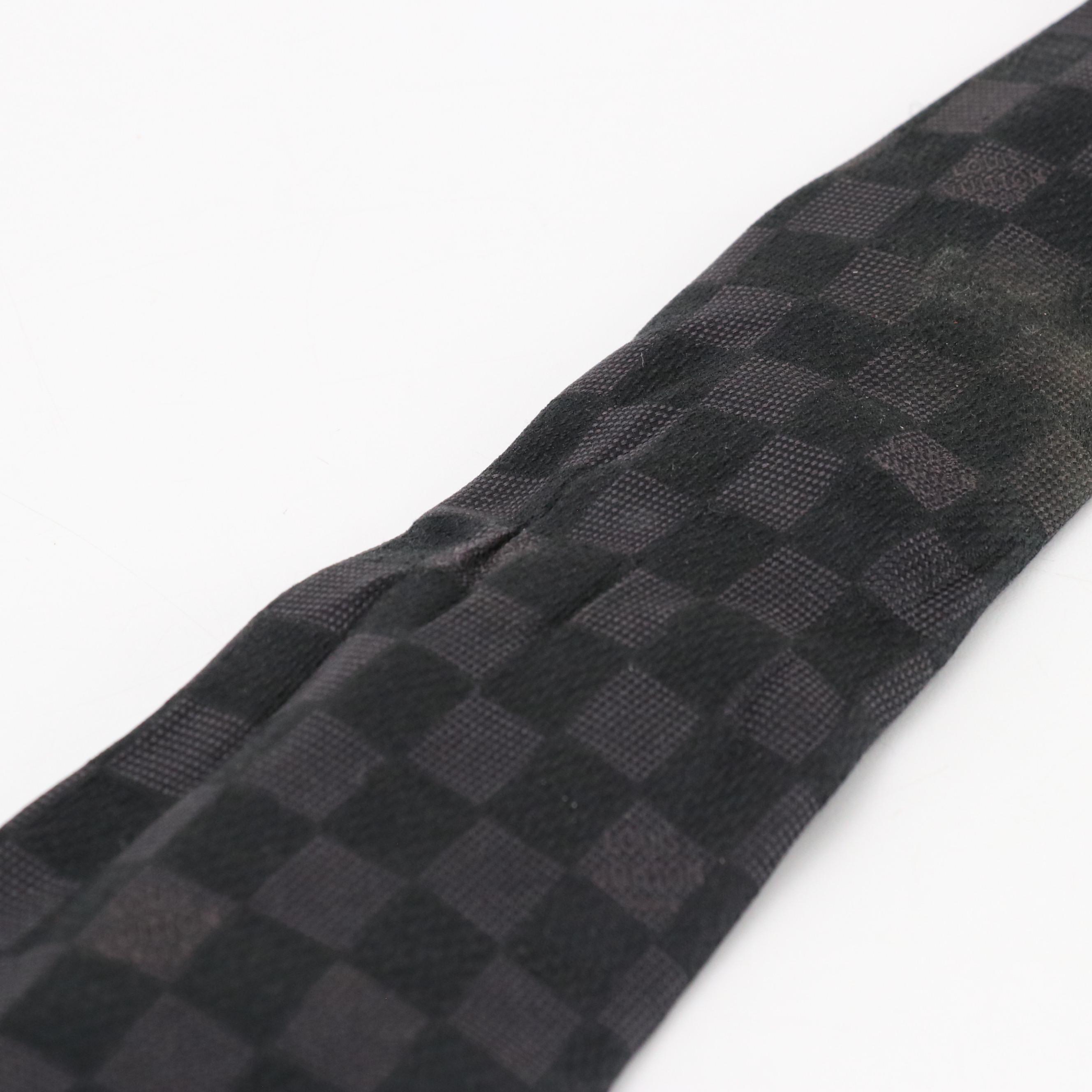 Louis Vuitton Damier Classique Necktie in Charcoal Silk Jacquard with Box