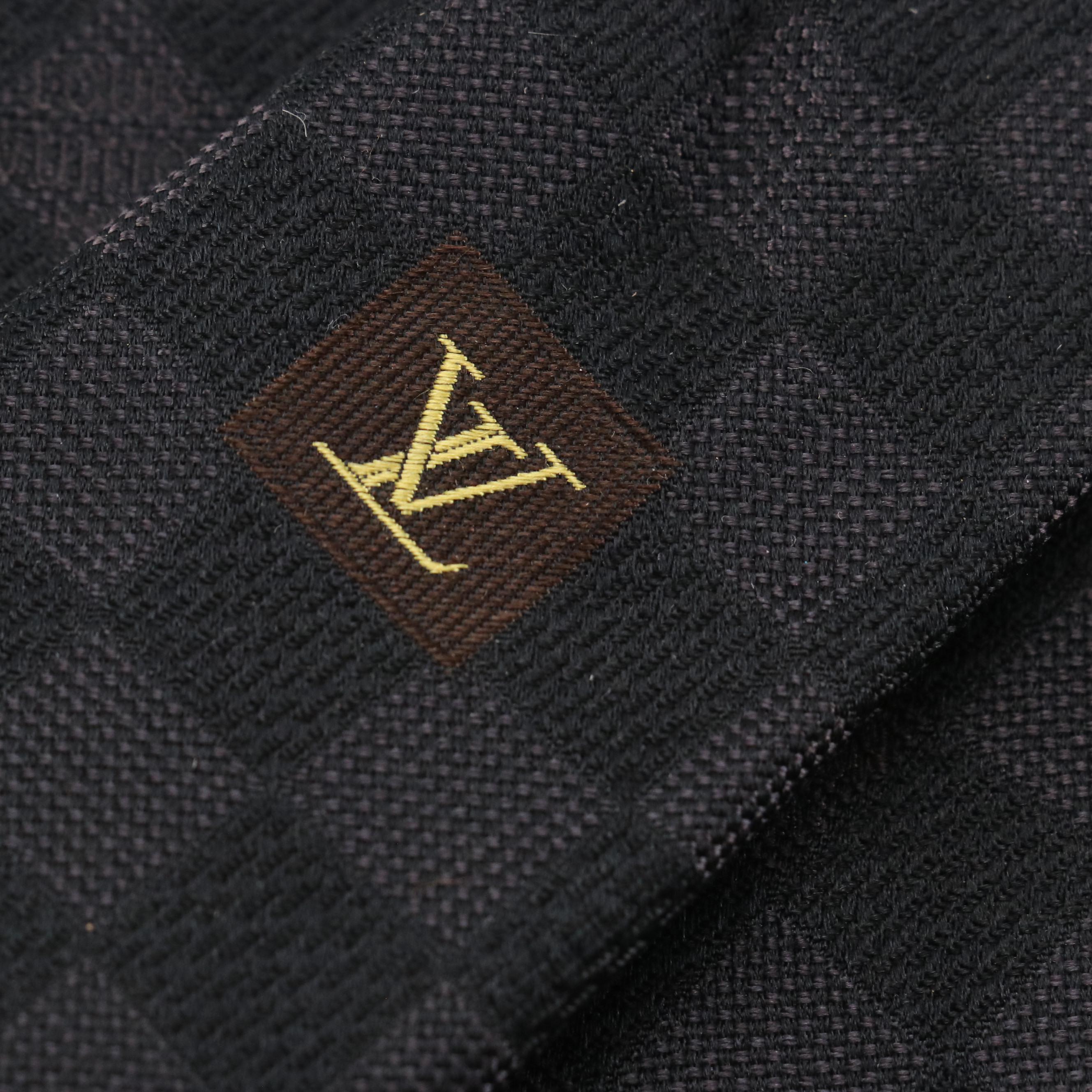 Louis Vuitton Damier Classique Necktie in Charcoal Silk Jacquard with Box