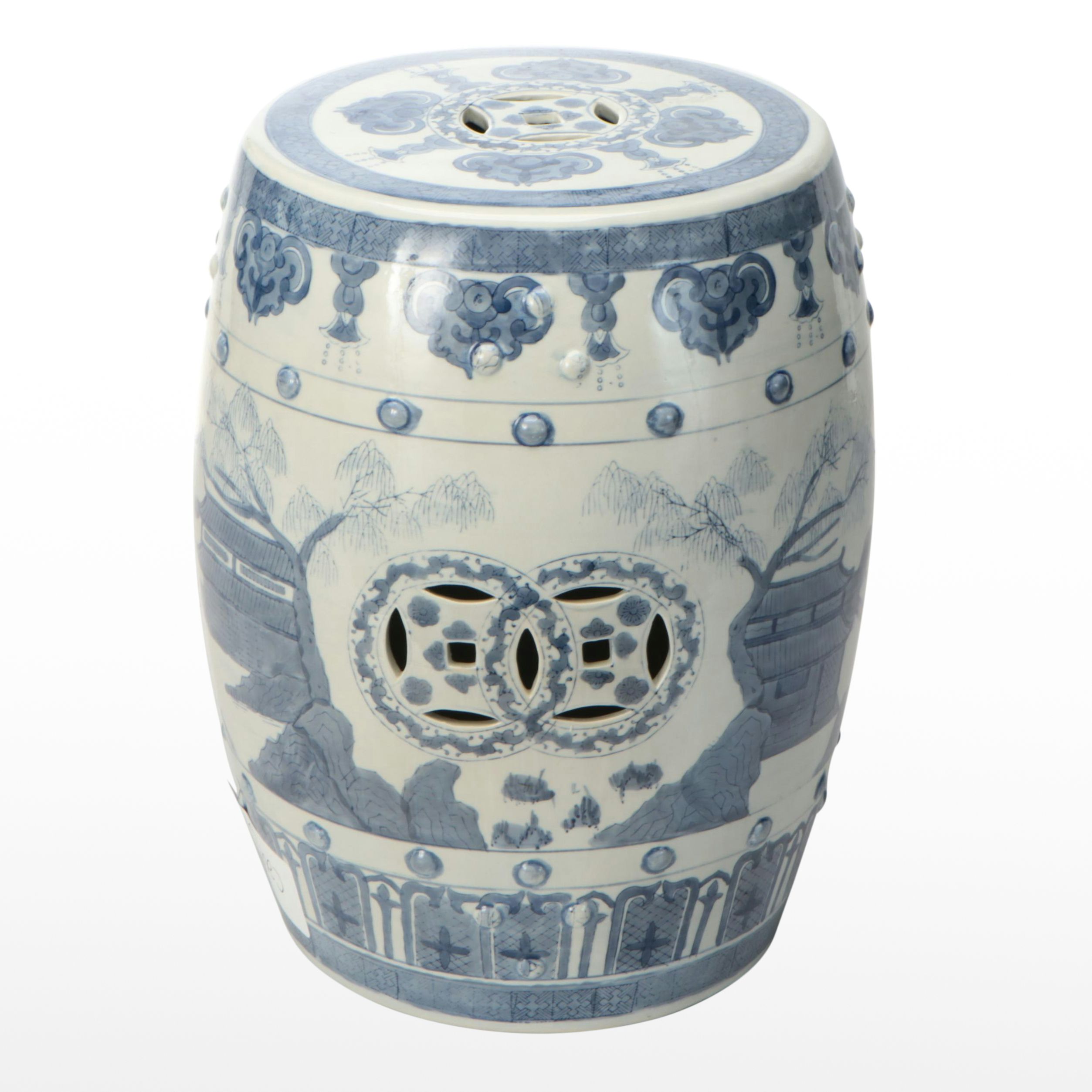 Chinese Blue on White Porcelain Garden Seat