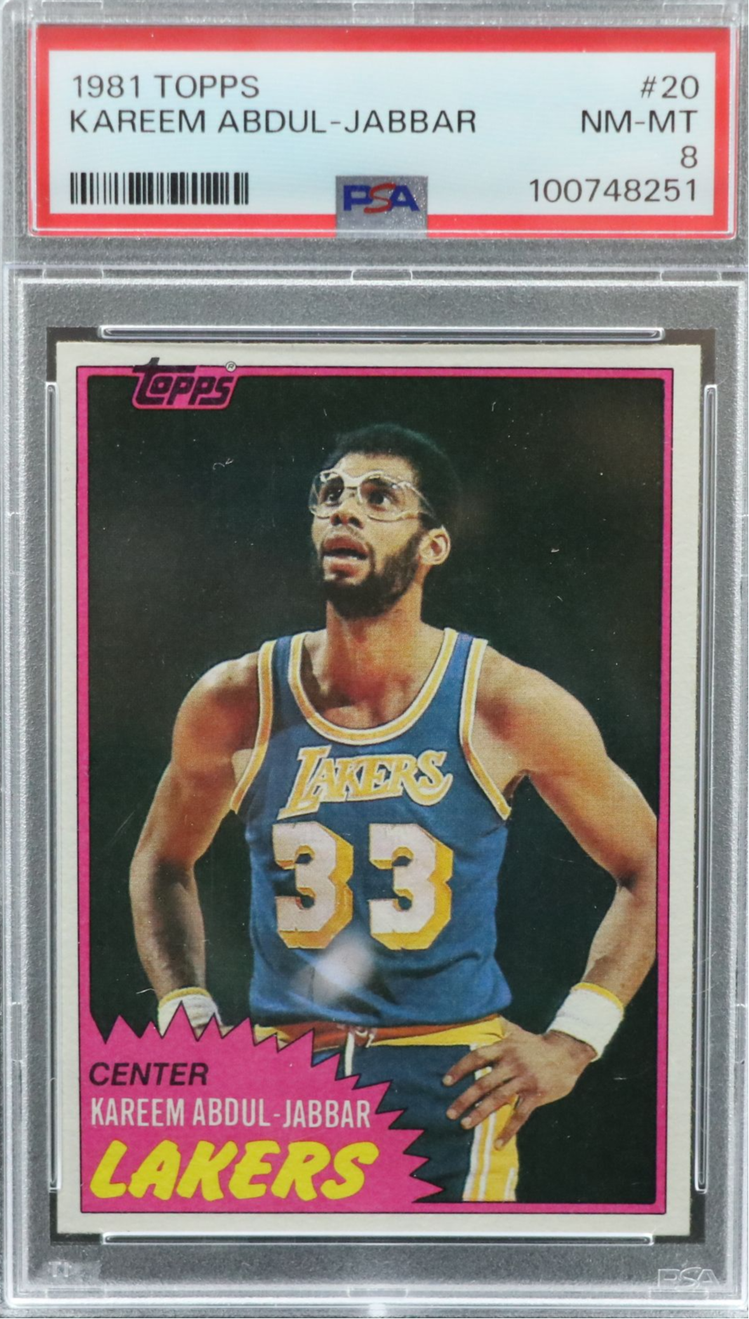 1981 Topps Kareem Abdul-Jabbar Los Angeles Lakers Basketball Card Graded PSA 8