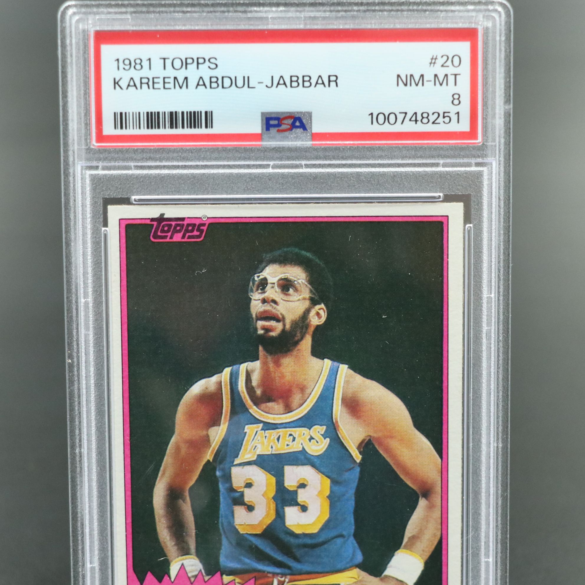 1981 Topps Kareem Abdul-Jabbar Los Angeles Lakers Basketball Card Graded PSA 8