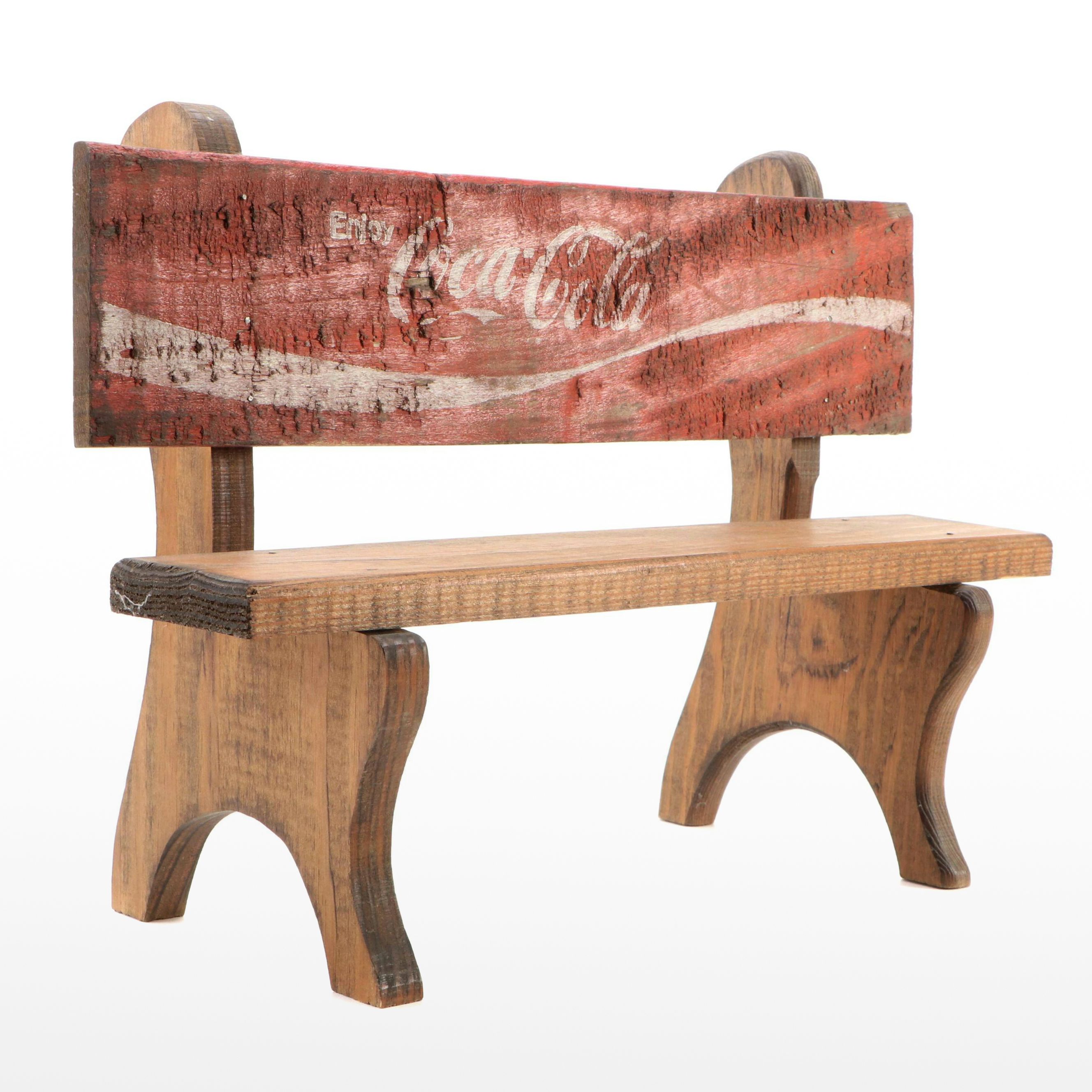 Vintage Wooden Coca-Cola Advertising Doll Bench