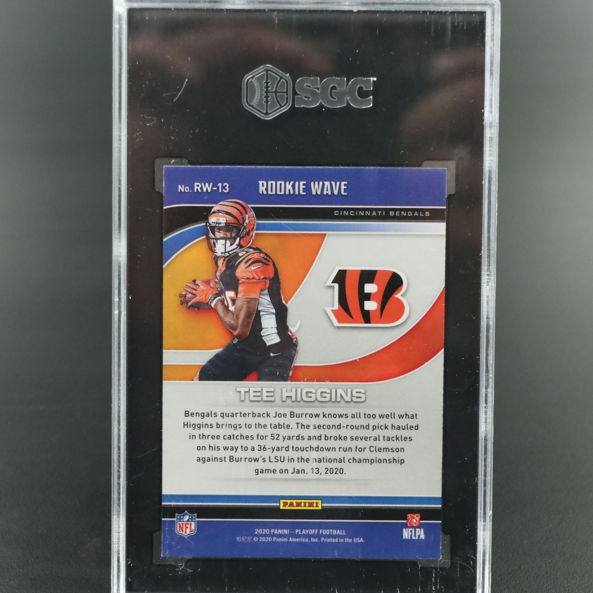 2020 Playoff Tee Higgins Rookie Wave Football Card Graded SGC 10