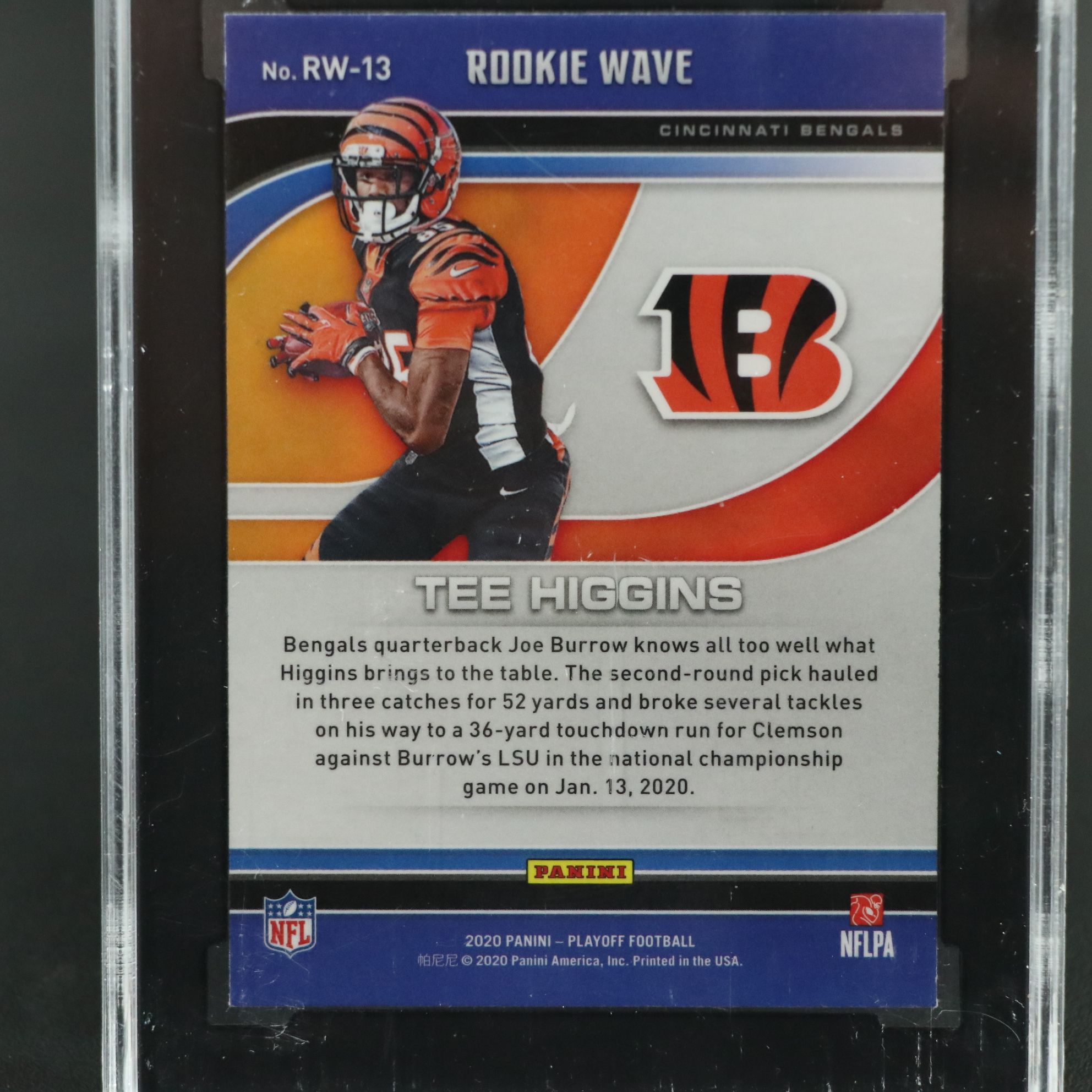 2020 Playoff Tee Higgins Rookie Wave Football Card Graded SGC 10