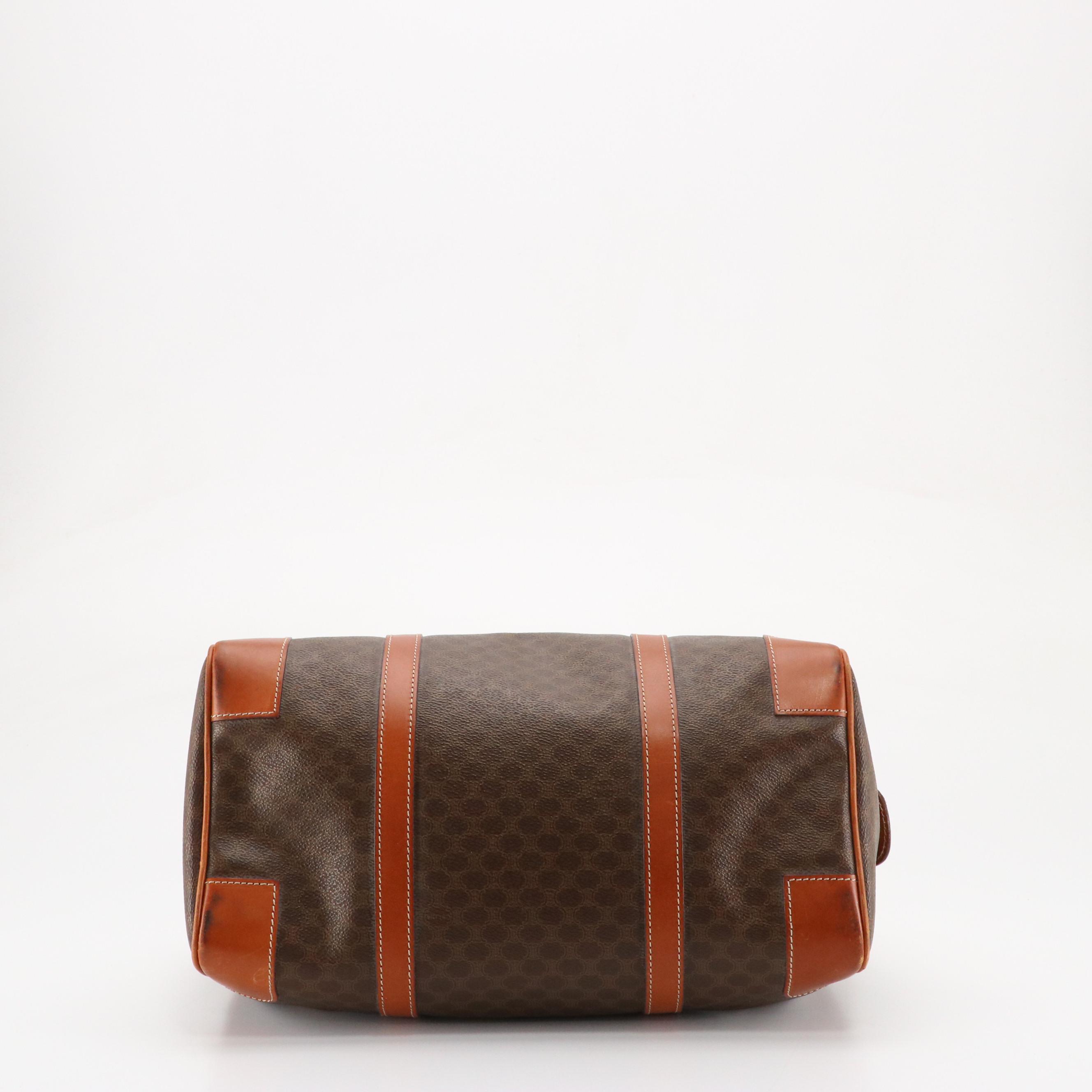 Celine Boston Duffle Bag Macadam Canvas and Leather Trim