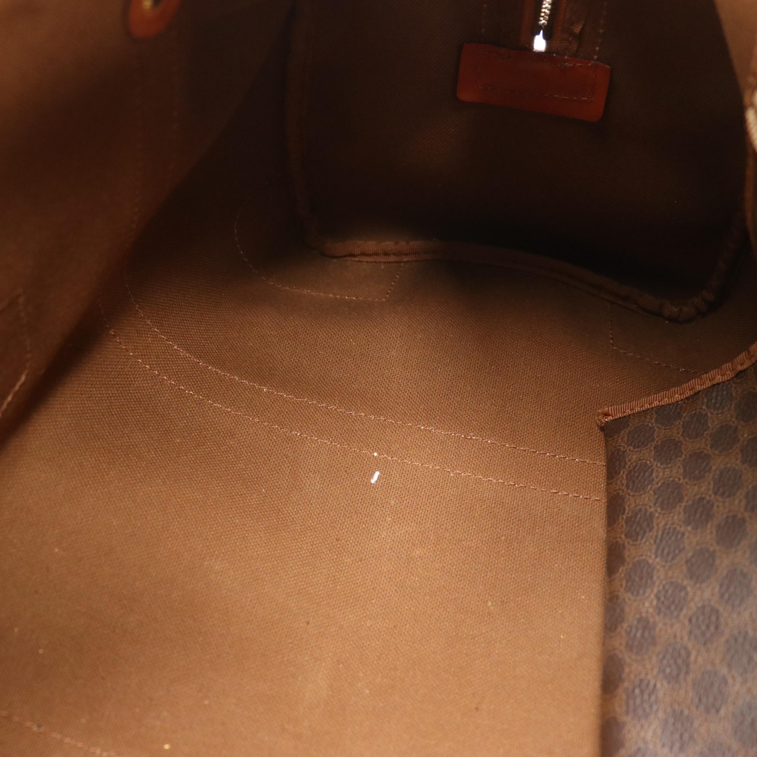 Celine Boston Duffle Bag Macadam Canvas and Leather Trim