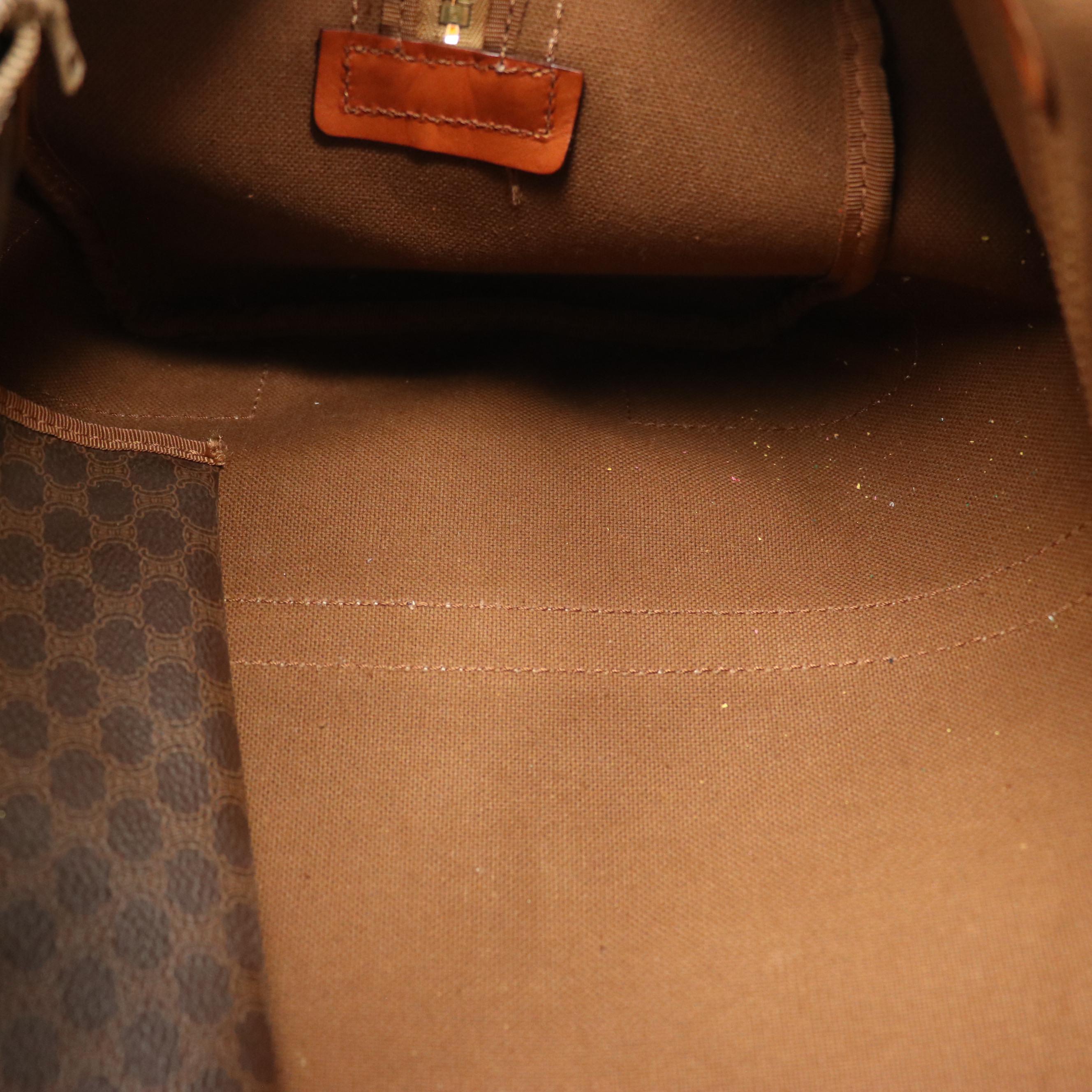 Celine Boston Duffle Bag Macadam Canvas and Leather Trim