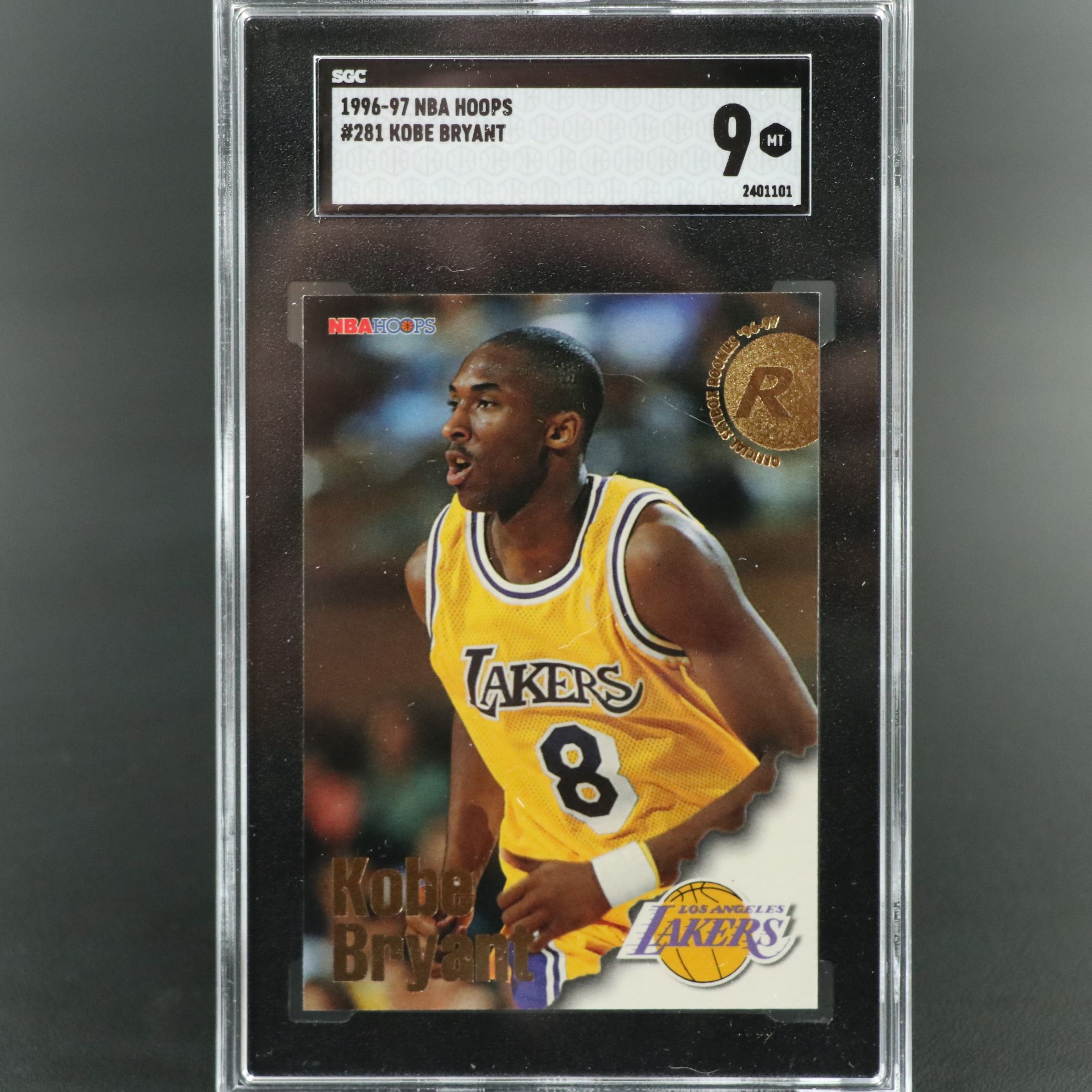 1996-97 NBA Hoops Kobe Bryant Los Angeles Lakers Rookie Card Graded SGC 9