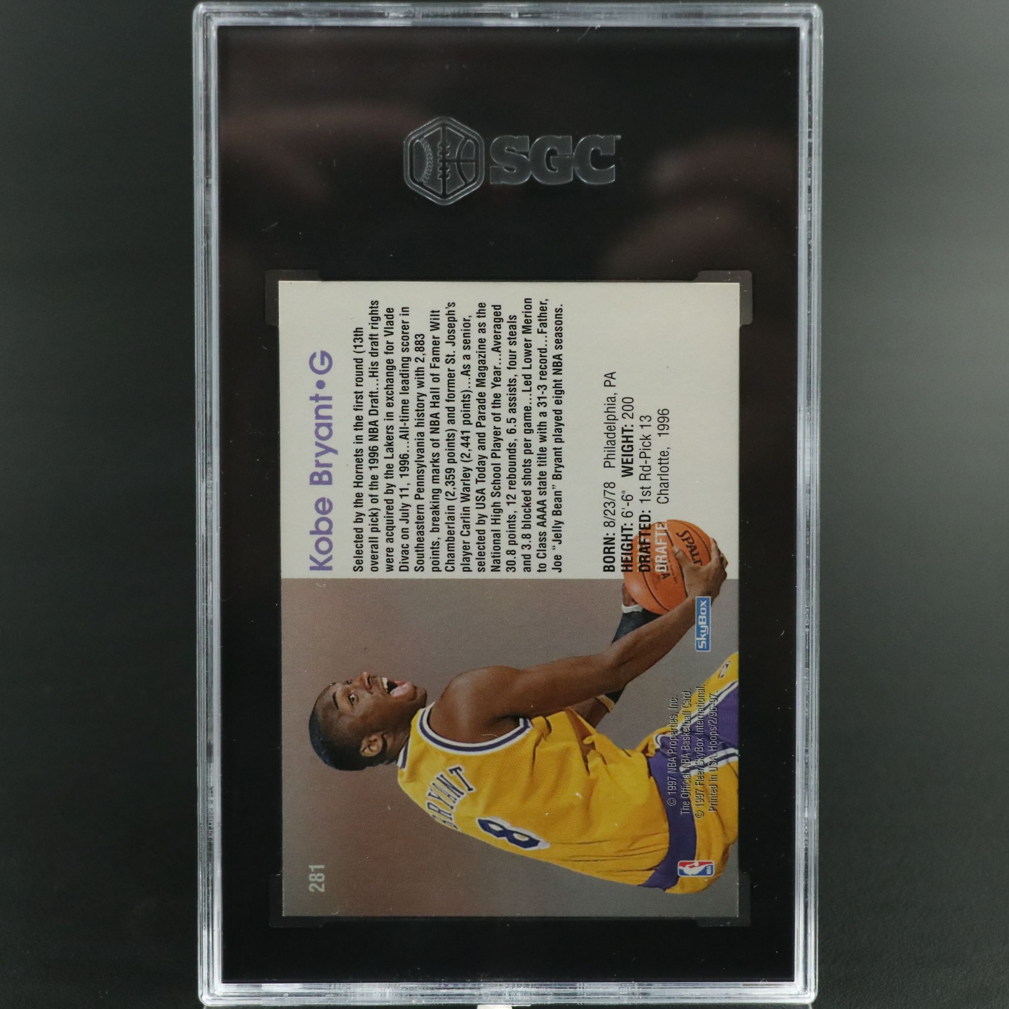 1996-97 NBA Hoops Kobe Bryant Los Angeles Lakers Rookie Card Graded SGC 9