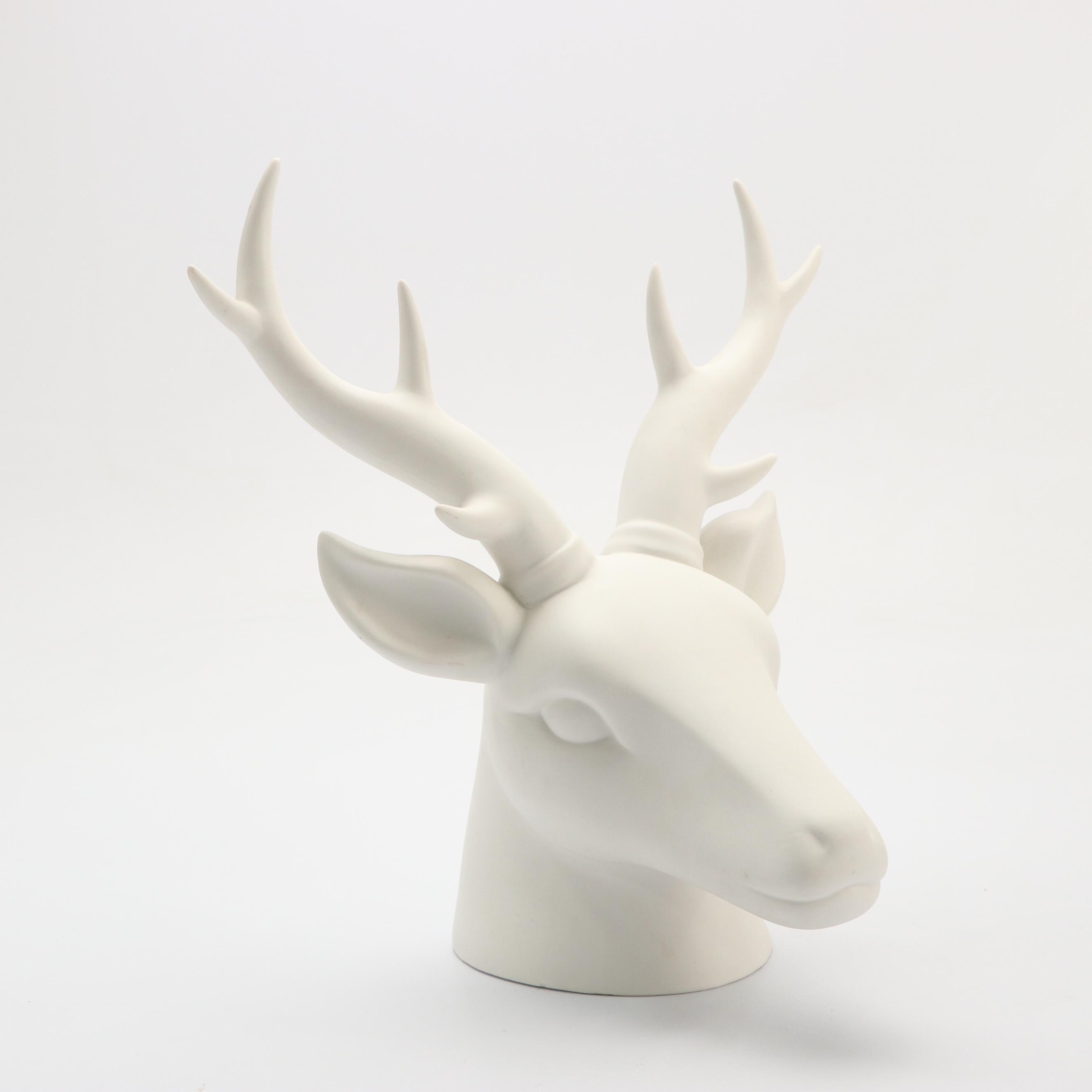 Snowflake Stocking Holders with Contemporary Porcelain Deer Head