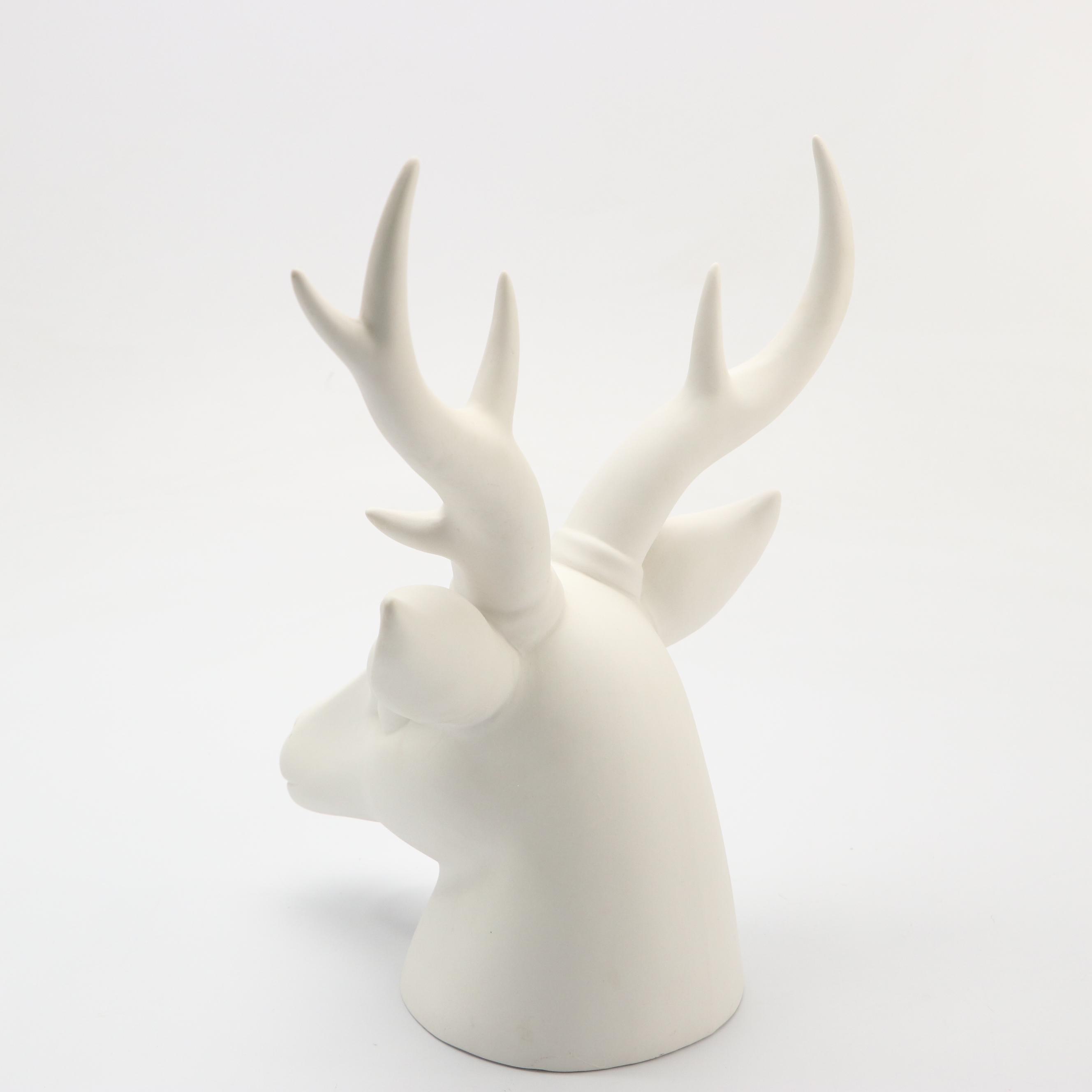 Snowflake Stocking Holders with Contemporary Porcelain Deer Head