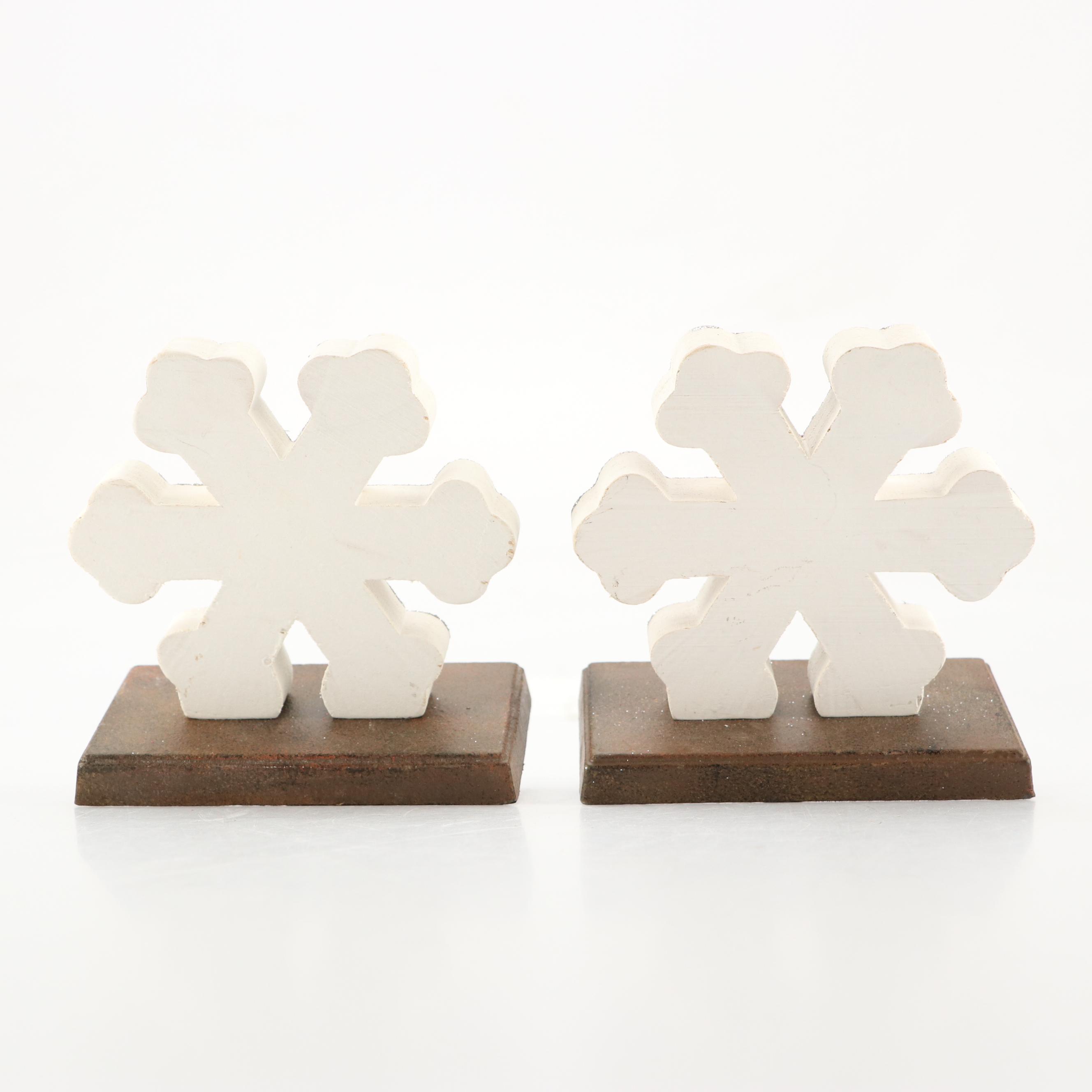 Snowflake Stocking Holders with Contemporary Porcelain Deer Head