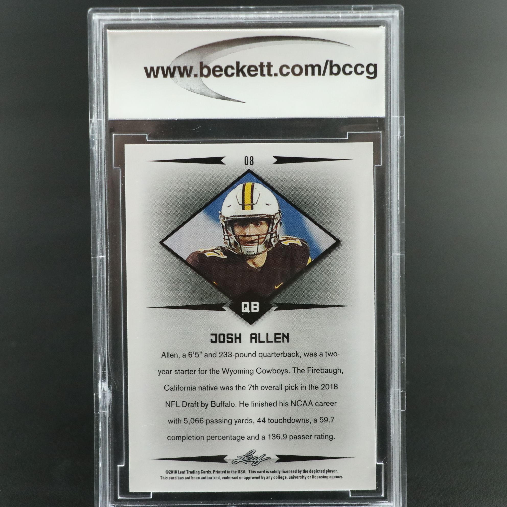 2018 Leaf Josh Allen Rookie Star Football Card Graded BCCG 10