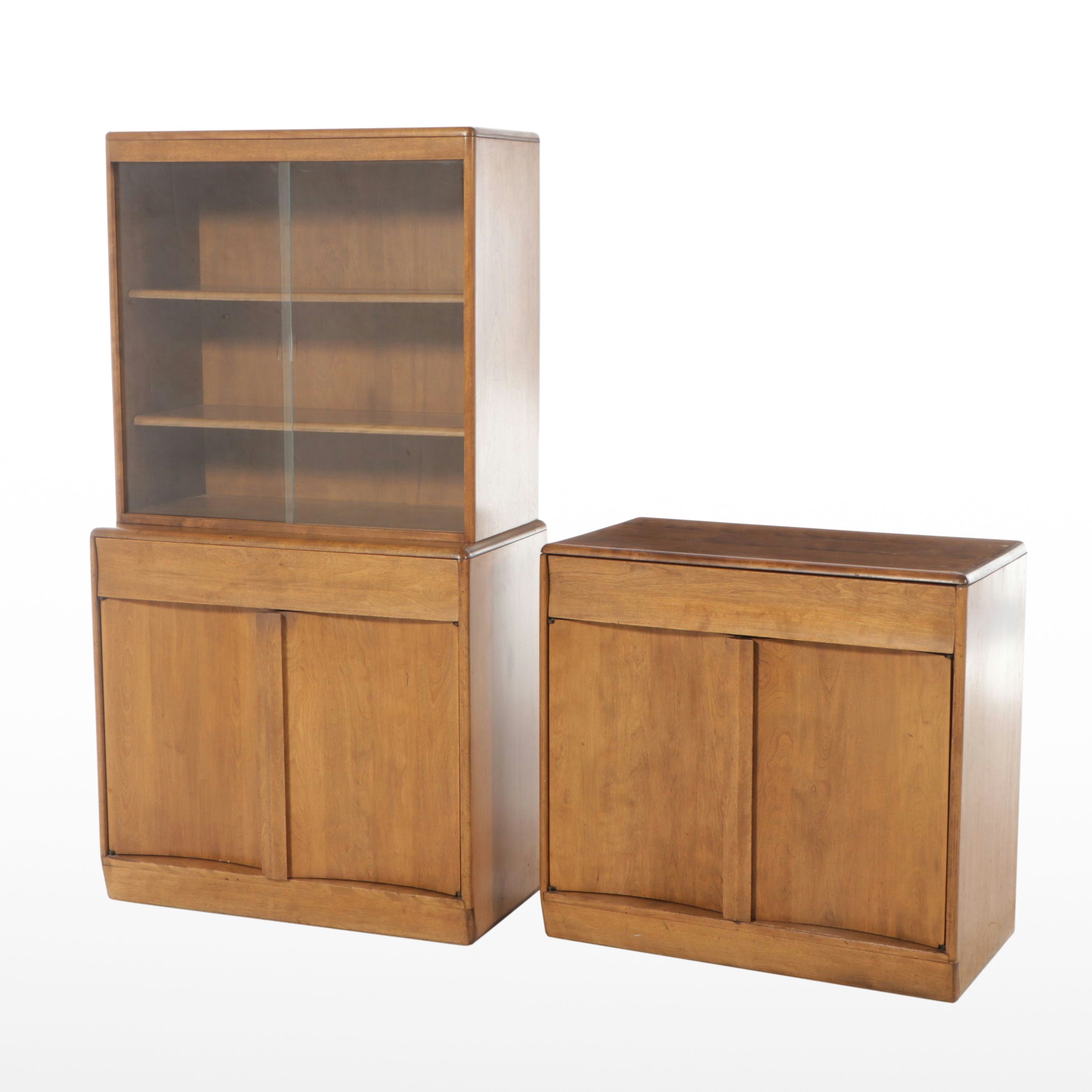 Heywood-Wakefield Mid Century Modern Maple China Cabinet and Buffet in "Wheat"