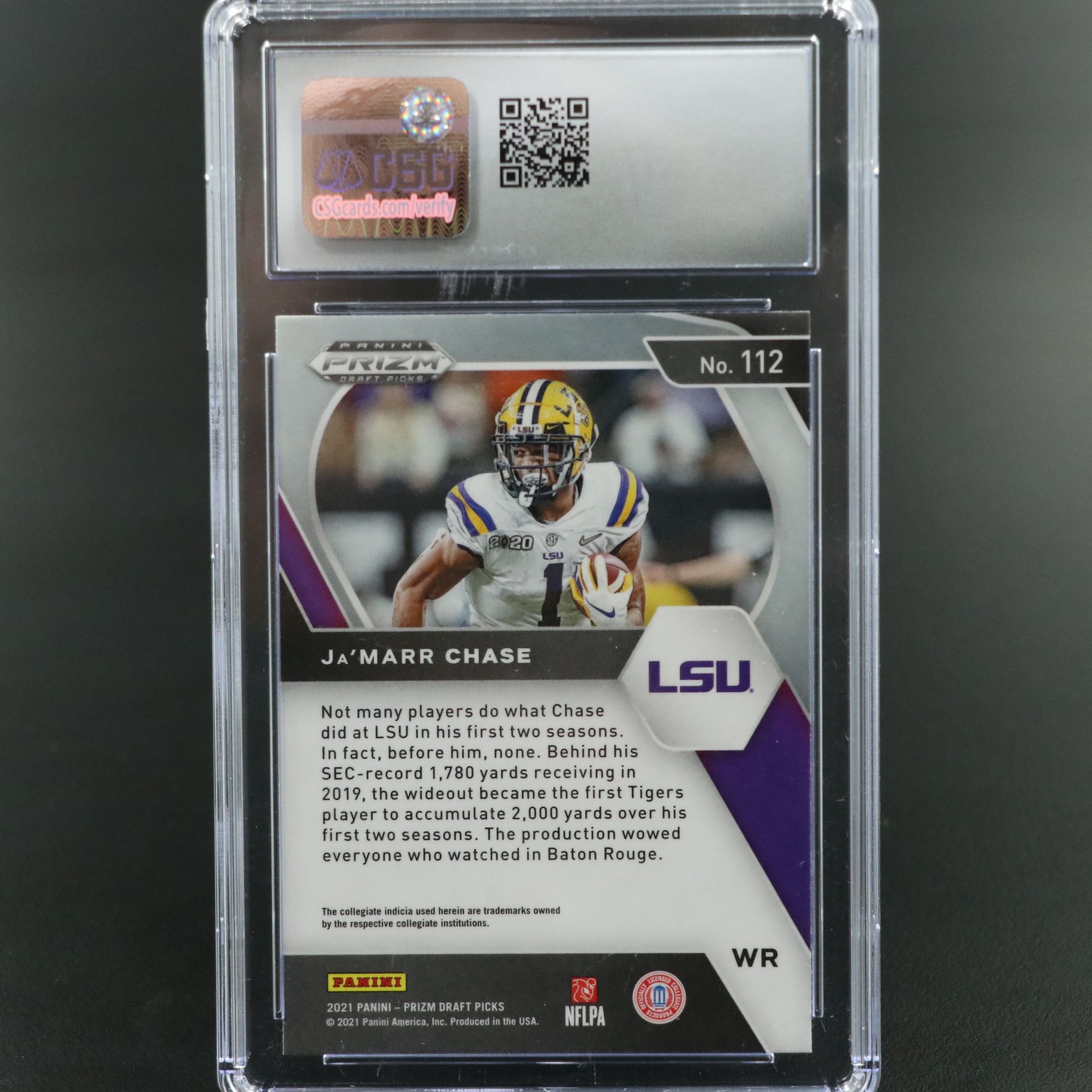 2021 Prizm Draft Picks Ja’Marr Chase Rookie Football Card Graded CSG 10