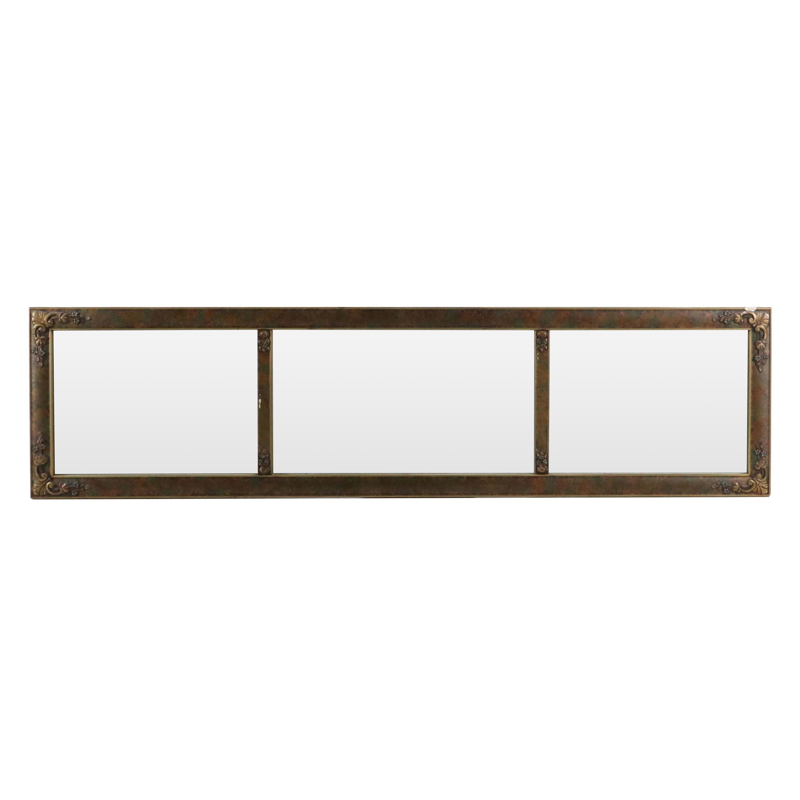 50" Polychrome Giltwood and Gesso Overmantel Mirror