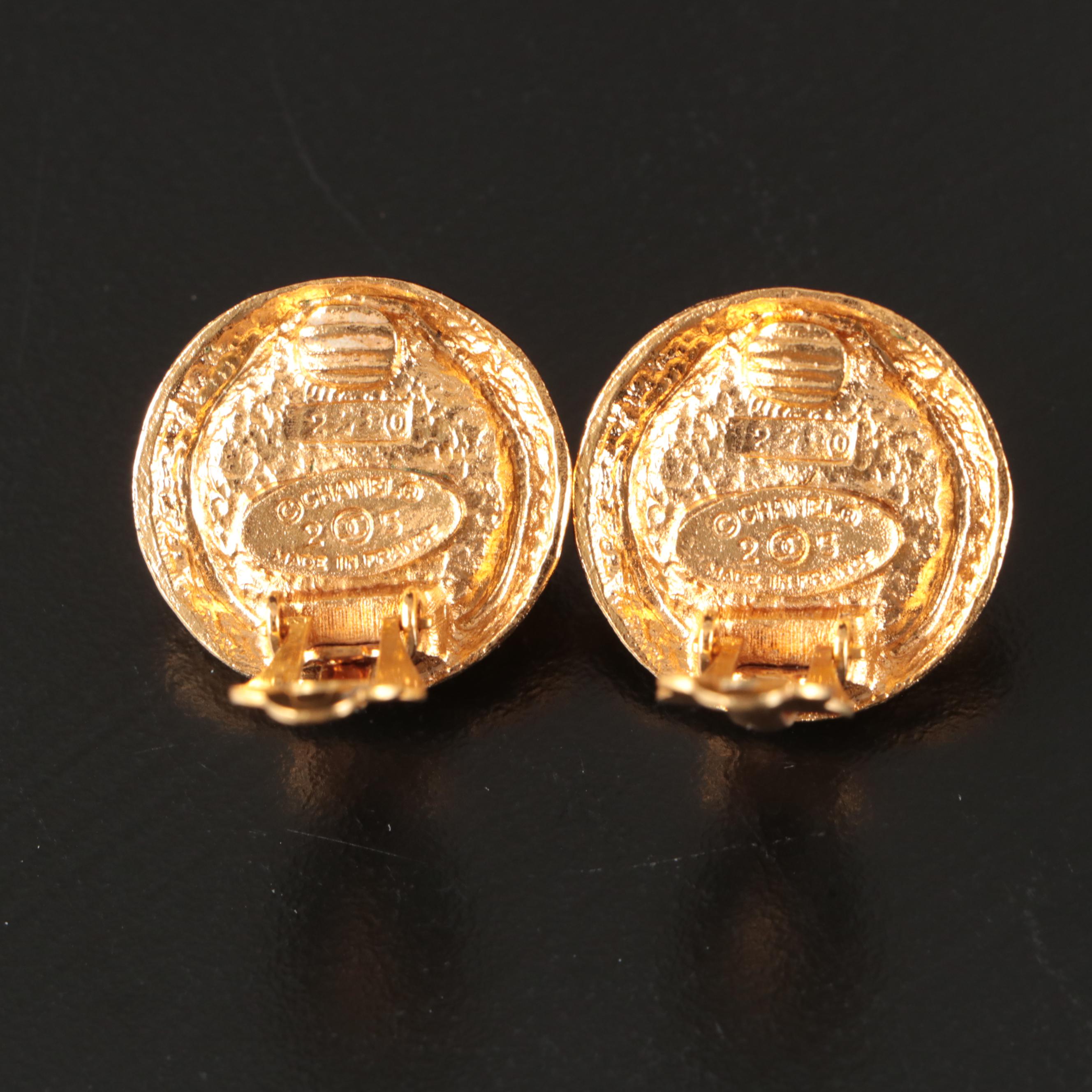 Chanel Imitation Pearl Round Earrings