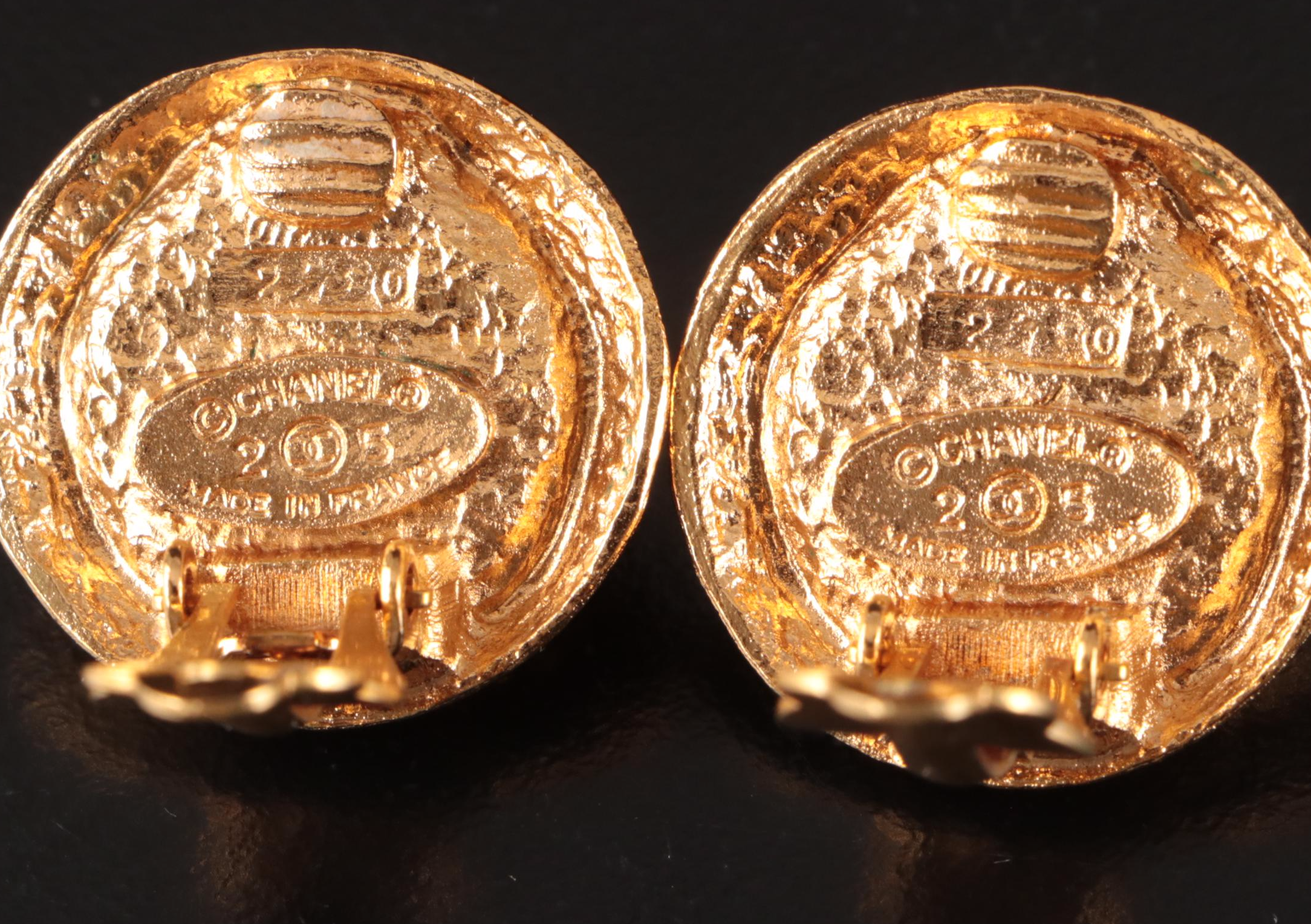 Chanel Imitation Pearl Round Earrings