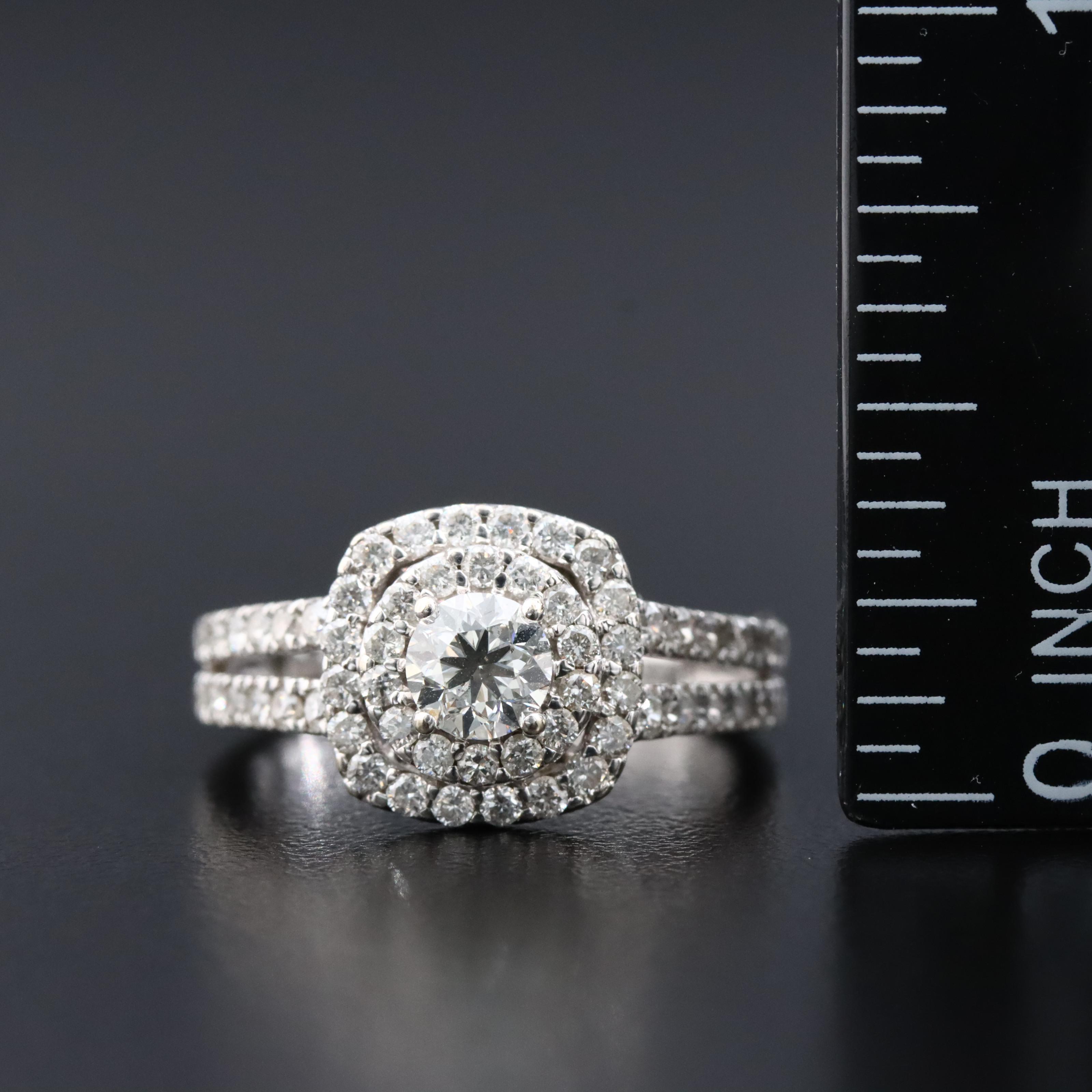 14K 0.93 CTW Diamond Double Halo Ring