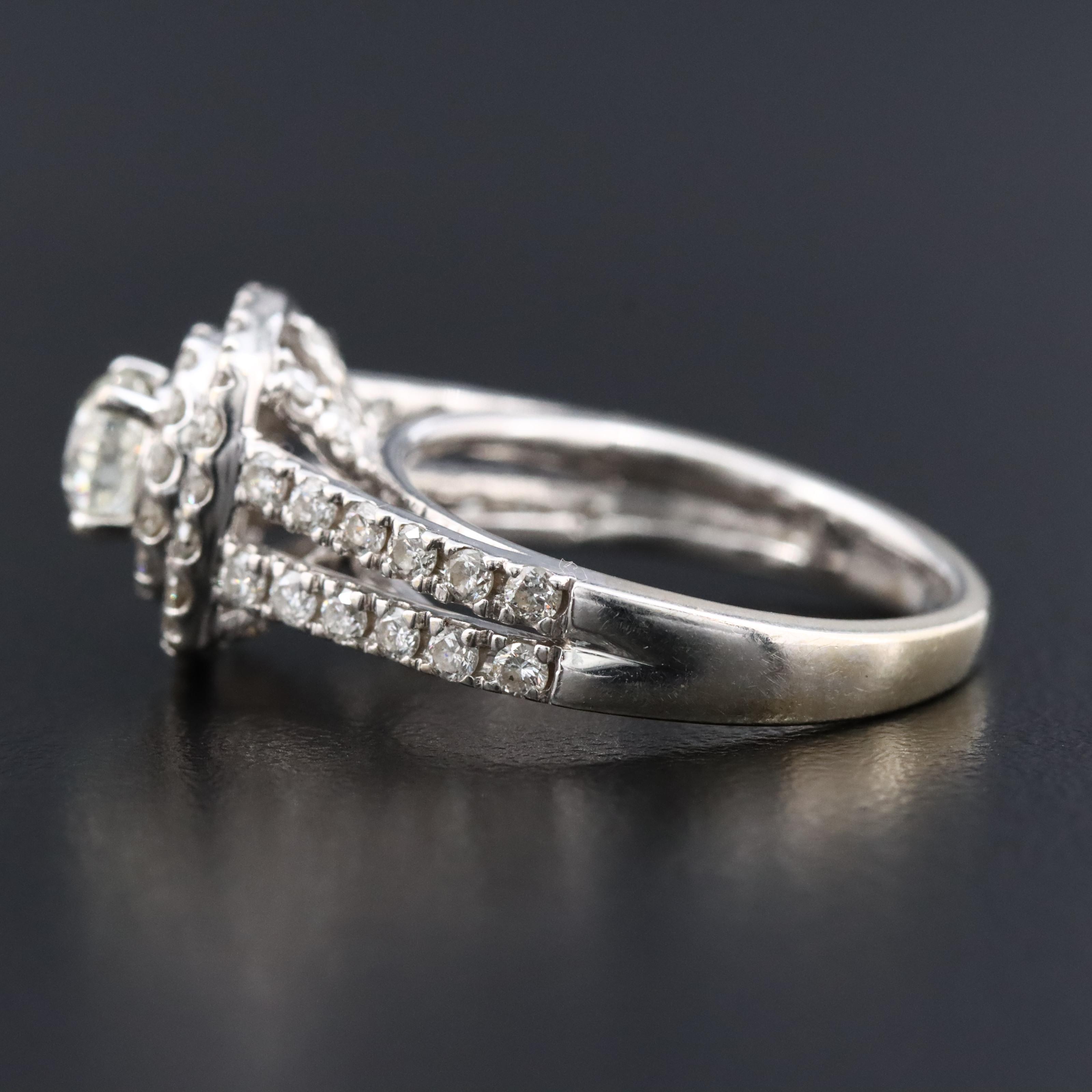 14K 0.93 CTW Diamond Double Halo Ring