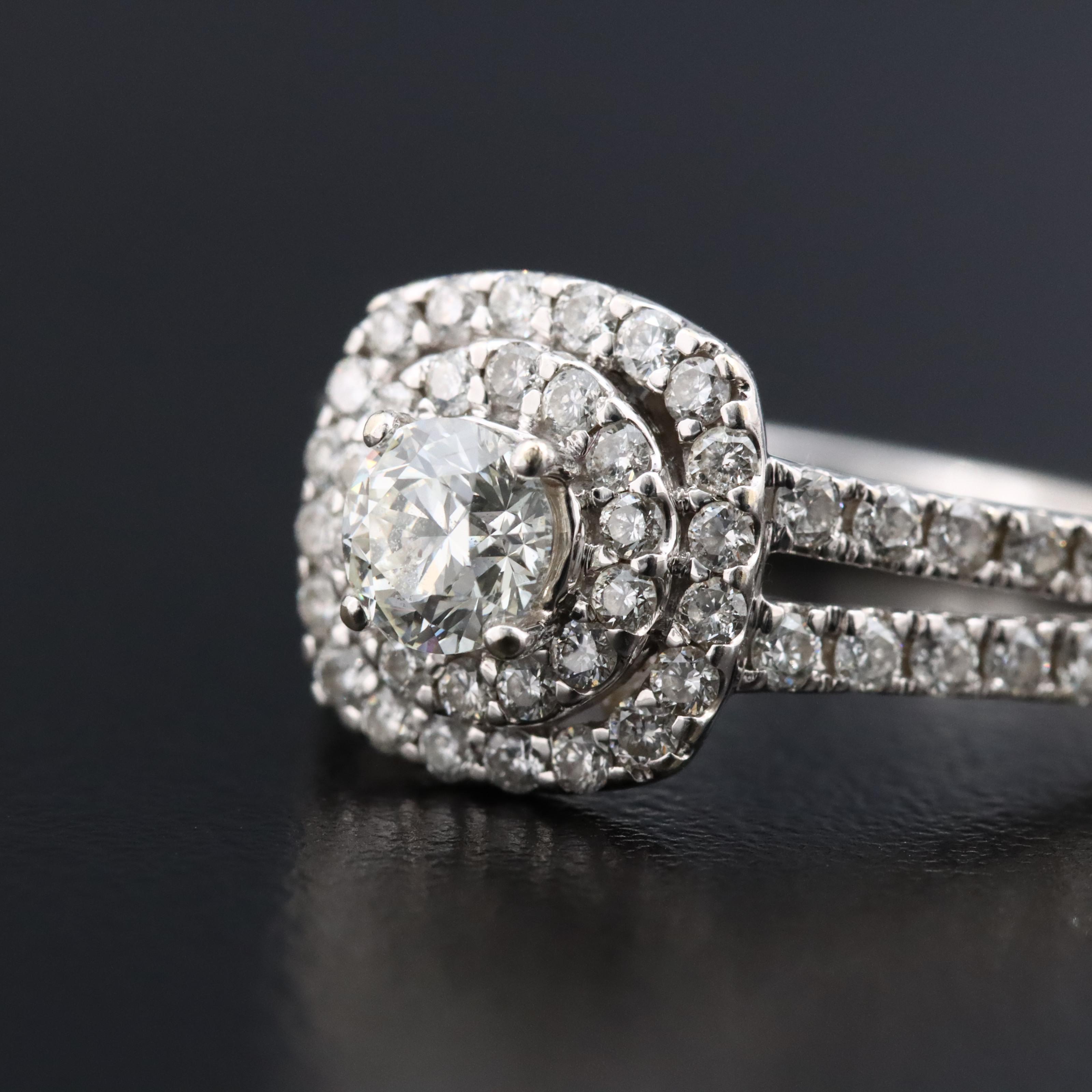 14K 0.93 CTW Diamond Double Halo Ring