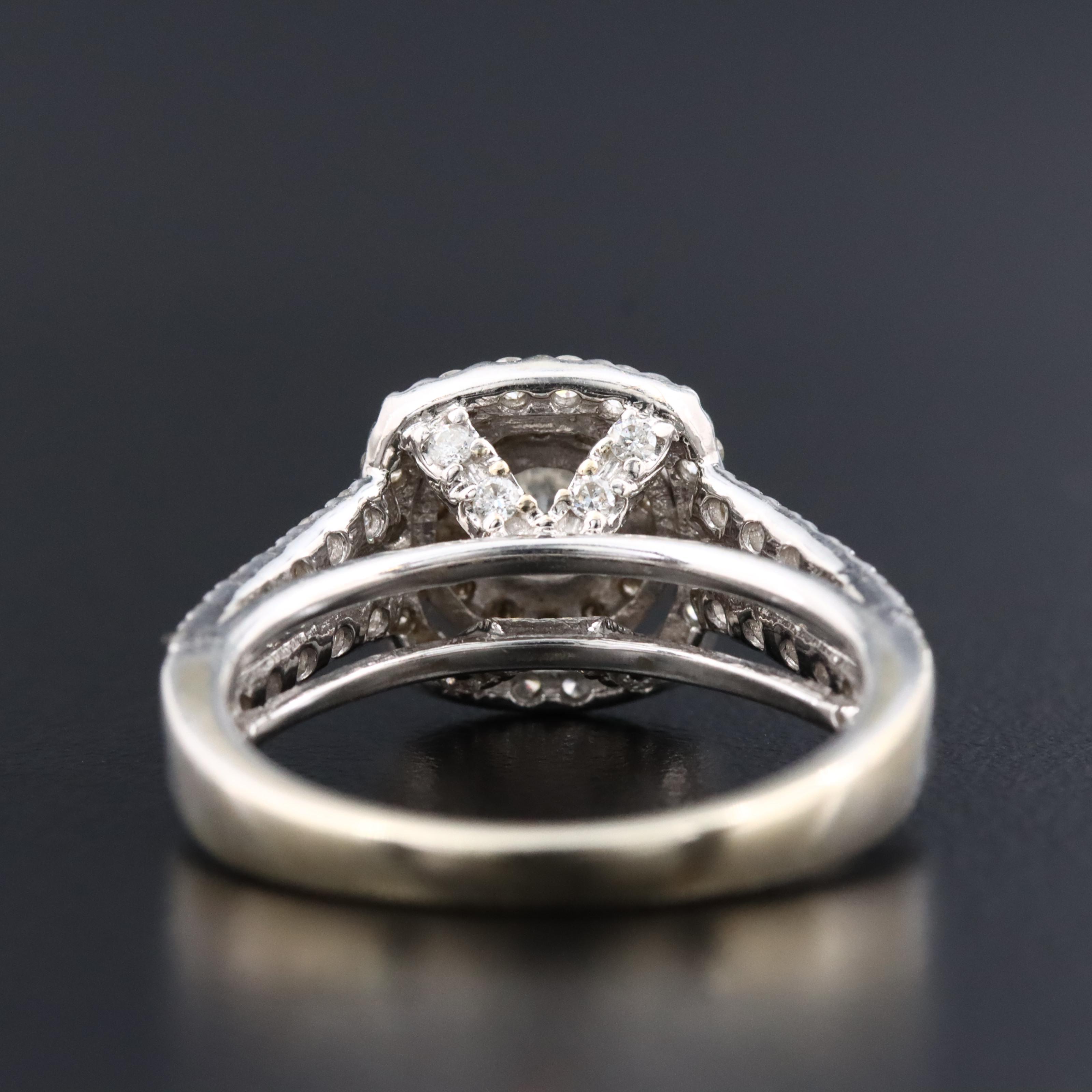 14K 0.93 CTW Diamond Double Halo Ring