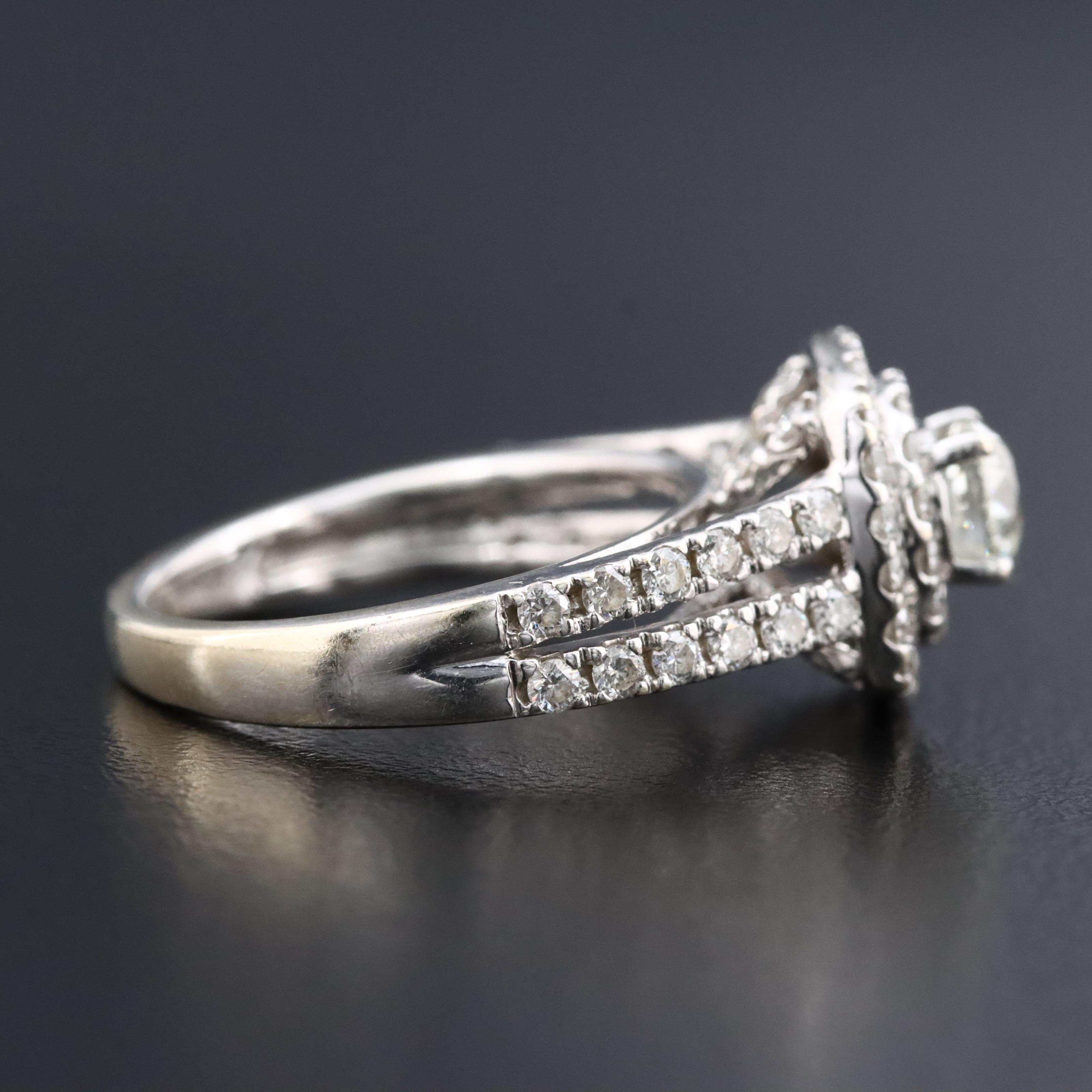 14K 0.93 CTW Diamond Double Halo Ring