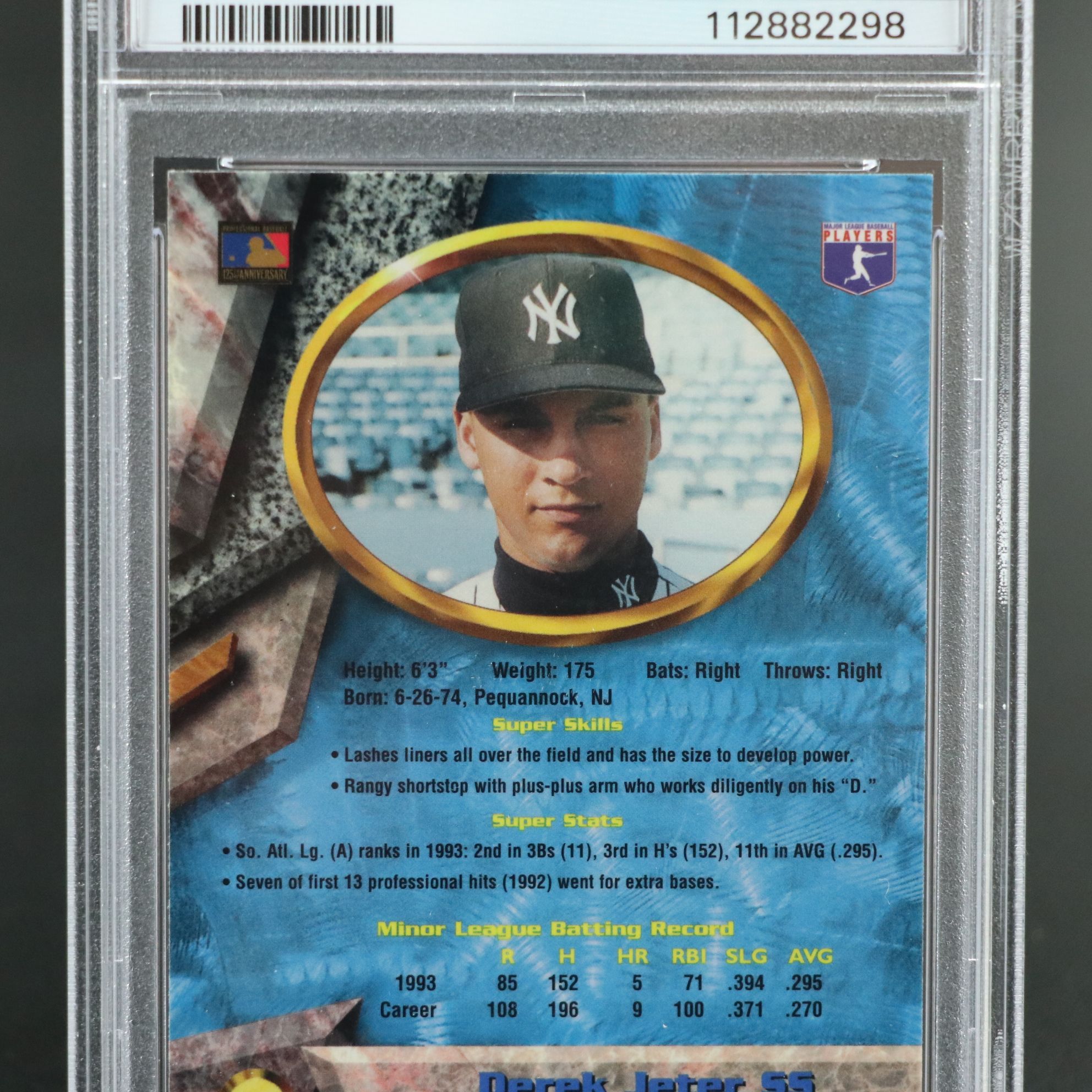 1994 Bowman’s Best Derek Jeter Prospect Blue Baseball Card Graded PSA 9
