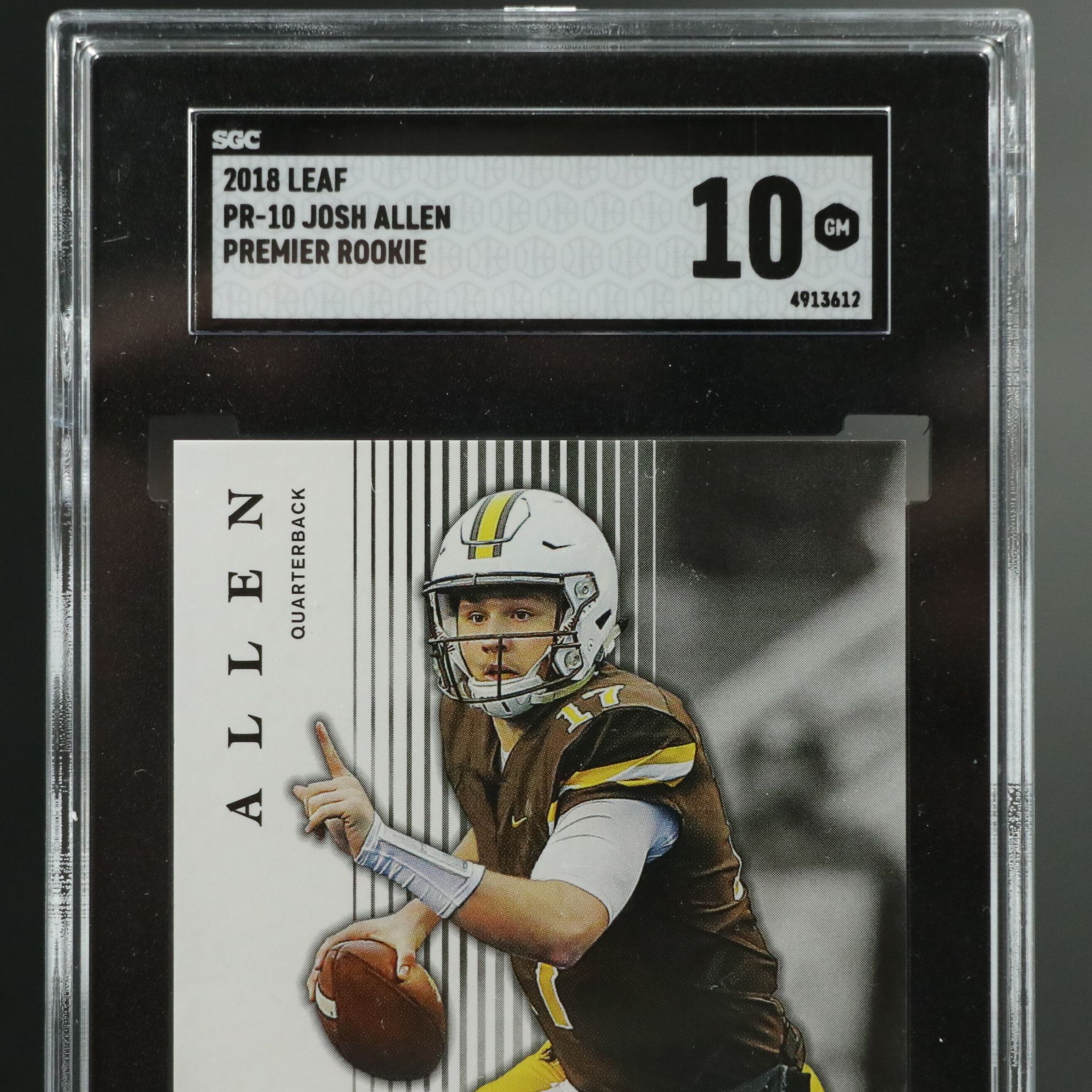 2018 Leaf Josh Allen Premier Rookie Football Card Graded SGC 10