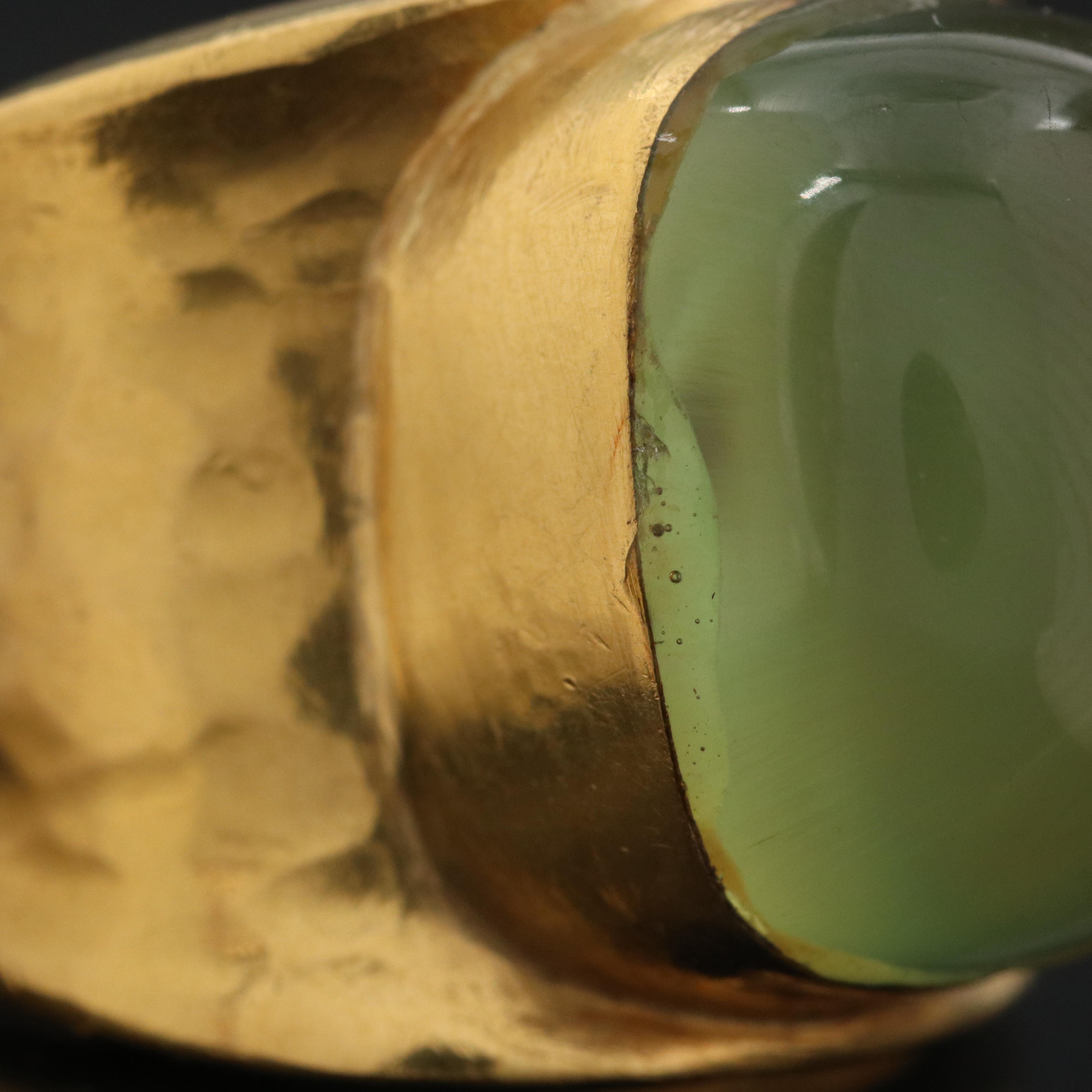 22K Prehnite Ring with Hammered Finish