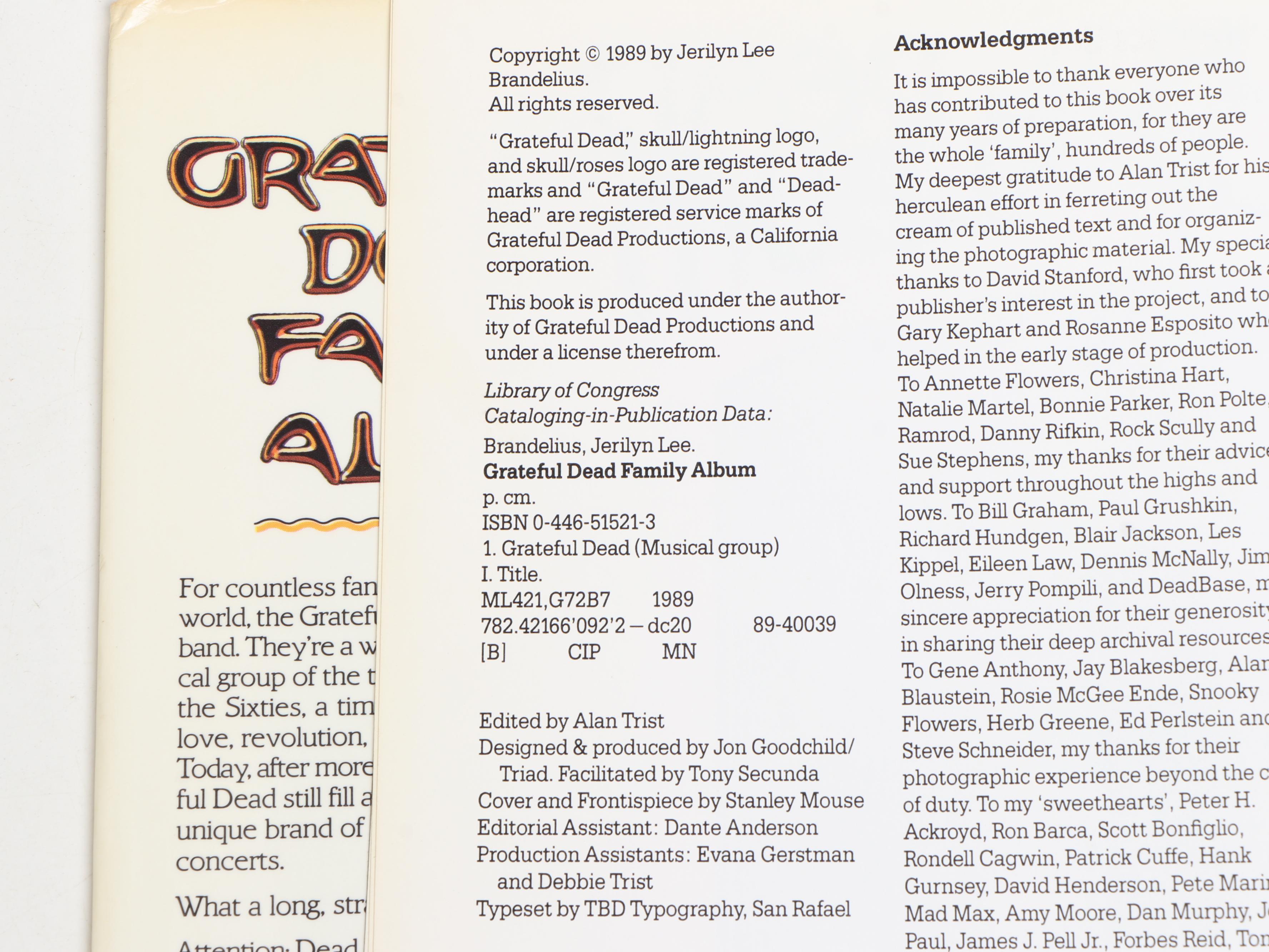 First Printing "Grateful Dead Family Album" by Jerilyn Lee Brandelius, 1989