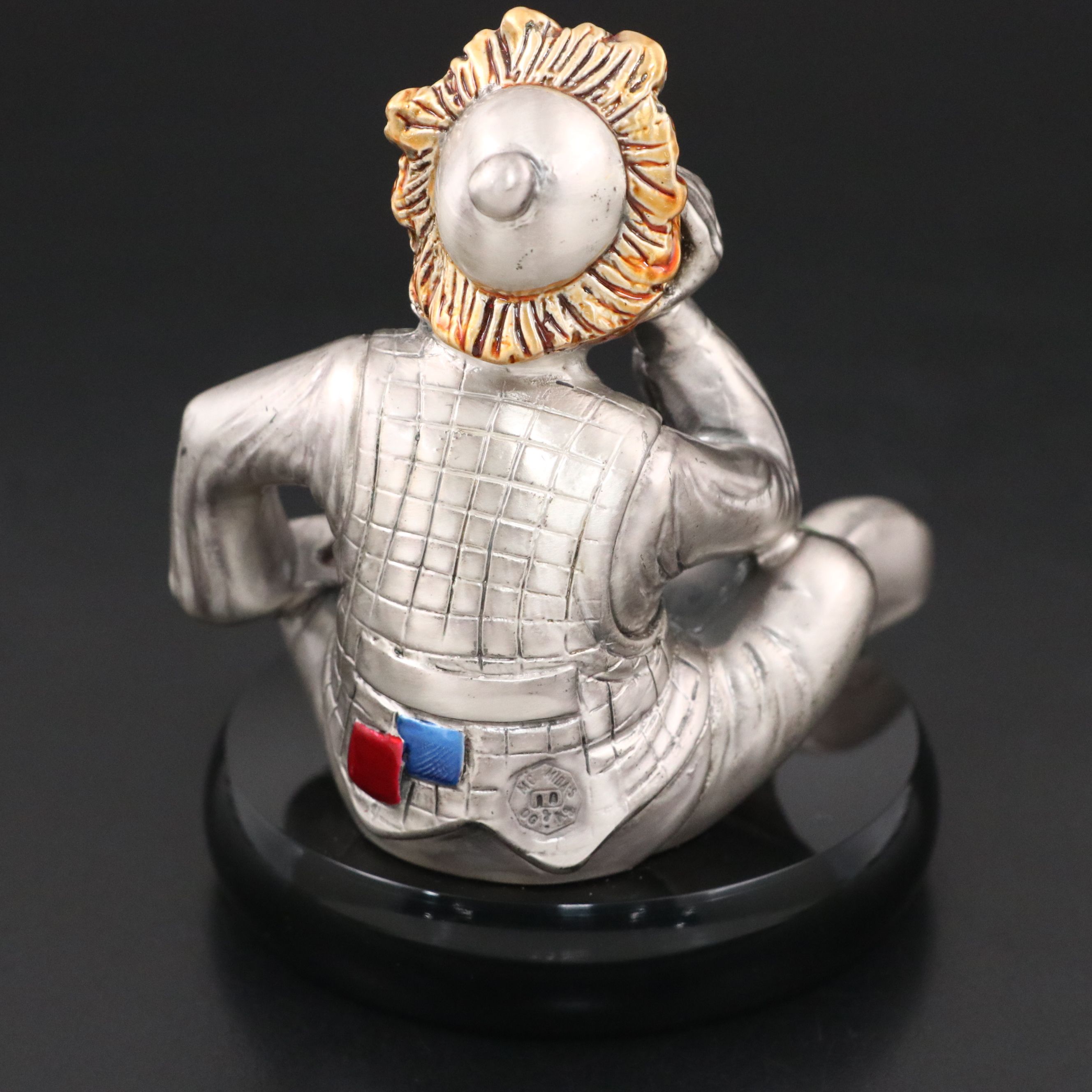 MIDA Italian Sterling Silver and Painted Contemplating Clown Figurine